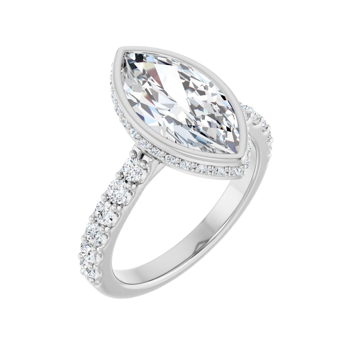 Marquise Hidden Halo-Style Engagement Ring | Metal Type=14K White Gold | Center Stone Size=2.5 CT | Image 1