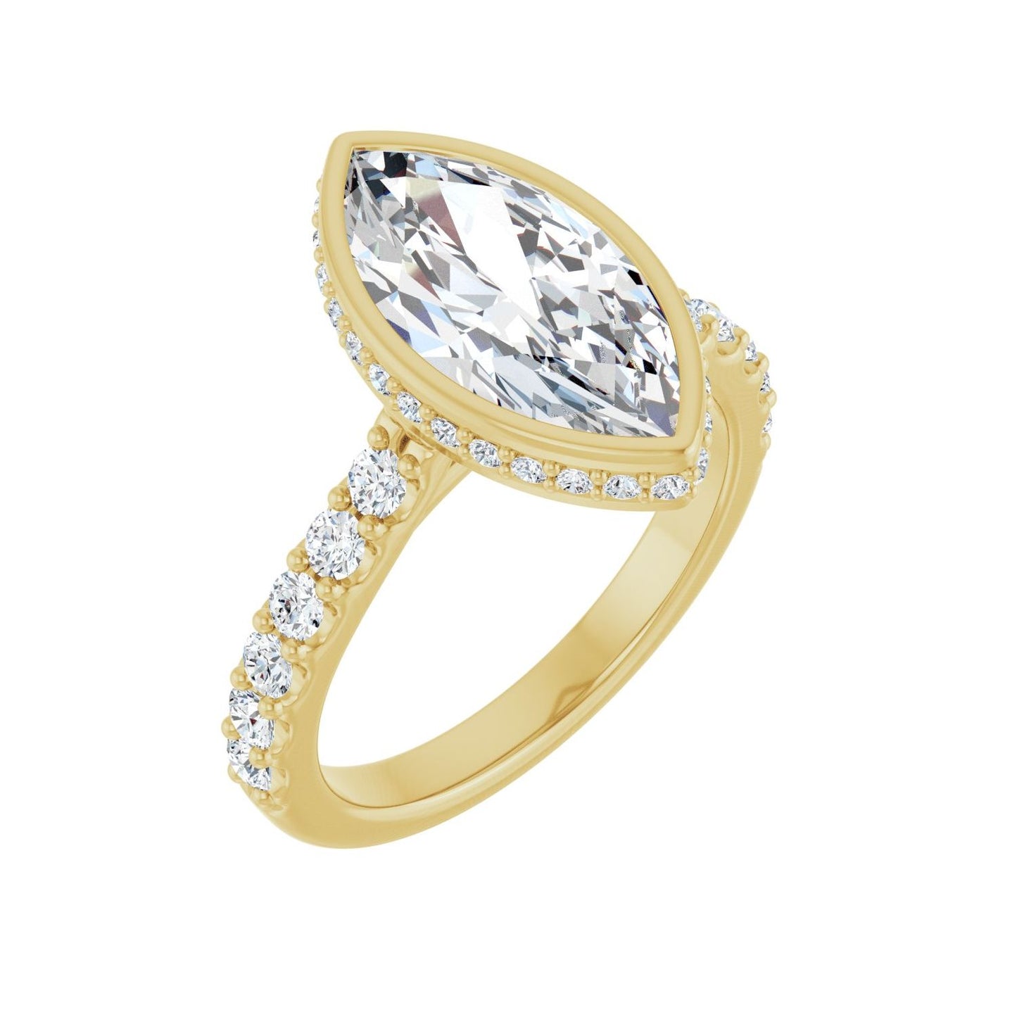 Marquise Hidden Halo-Style Engagement Ring | Metal Type=14K Yellow Gold | Center Stone Size=2.5 CT | Image 1