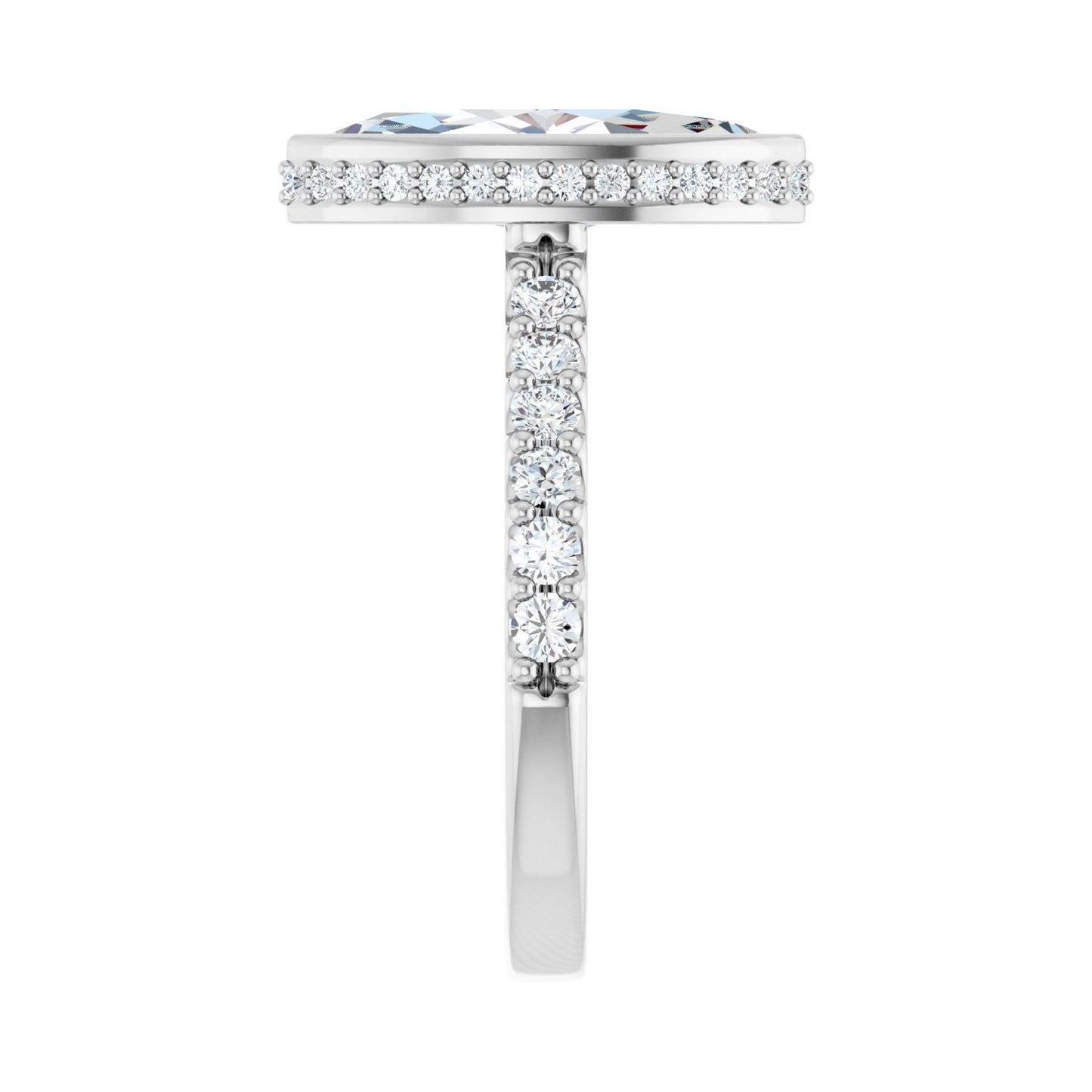 Marquise Hidden Halo-Style Engagement Ring | Metal Type=14K White Gold | Center Stone Size=2.5 CT | Image 4