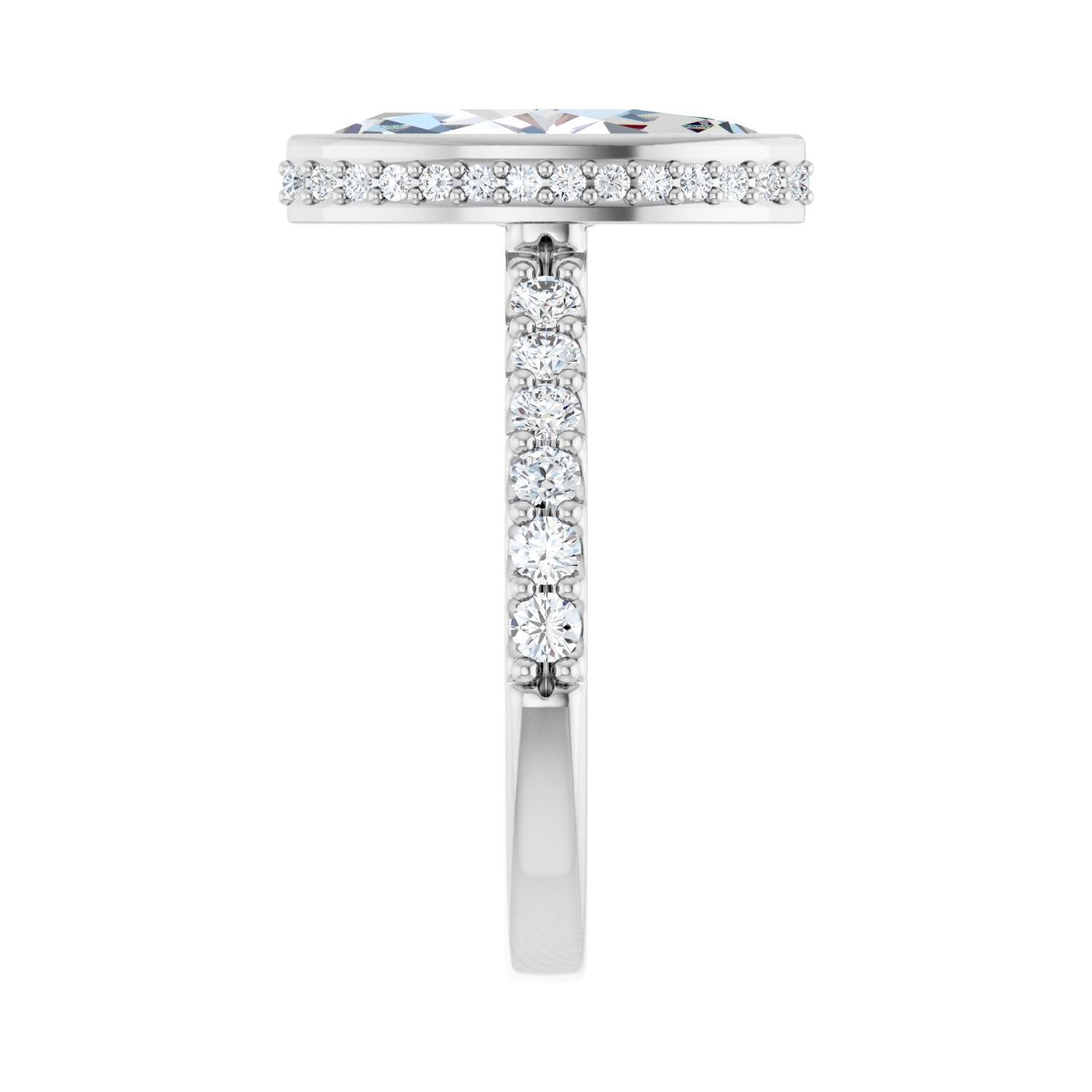 Marquise Hidden Halo-Style Engagement Ring | Metal Type=14K White Gold | Center Stone Size=2.5 CT | Image 4