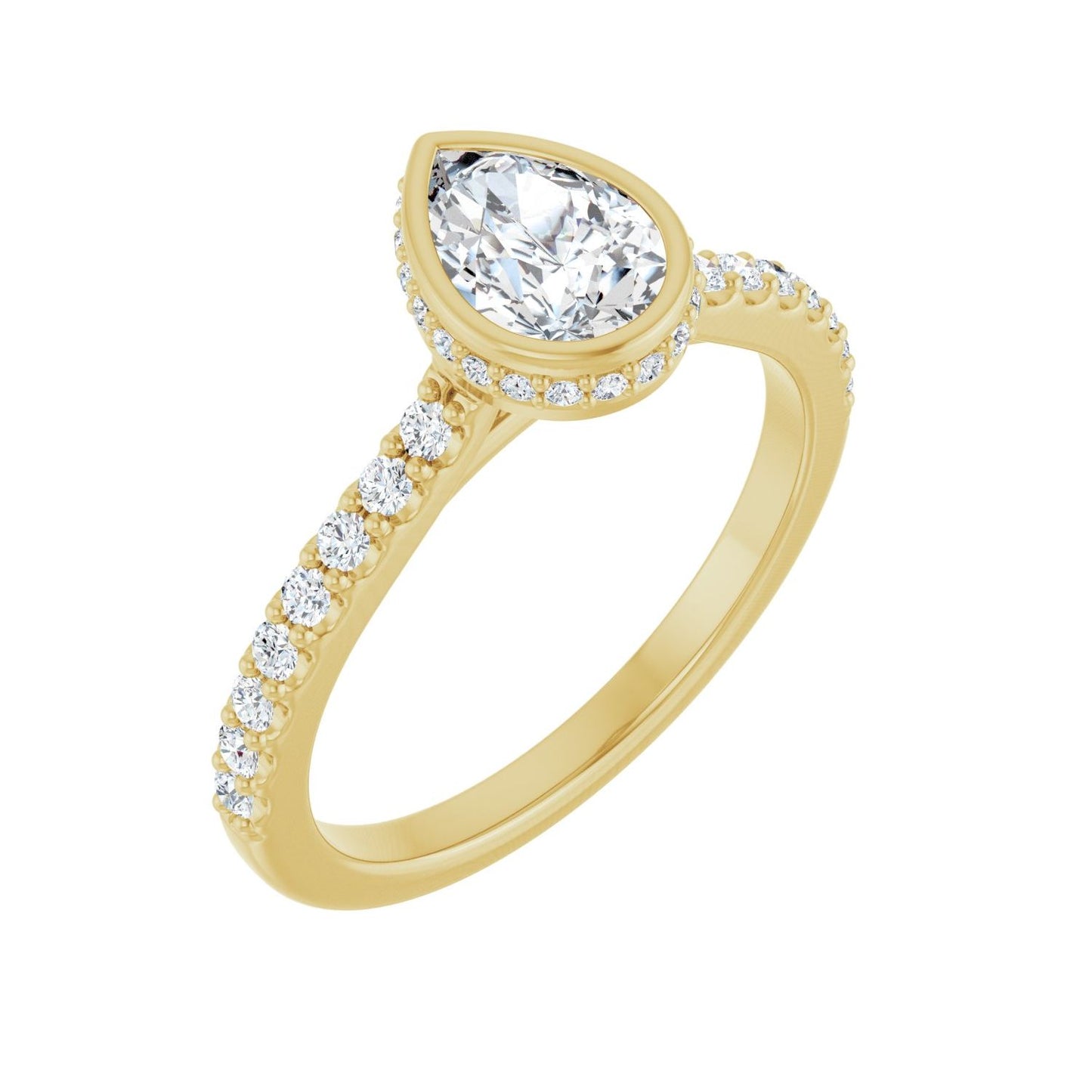 Pear Hidden Halo-Style Engagement Ring | Metal Type=14K Yellow Gold | Center Stone Size=1 CT | Image 1