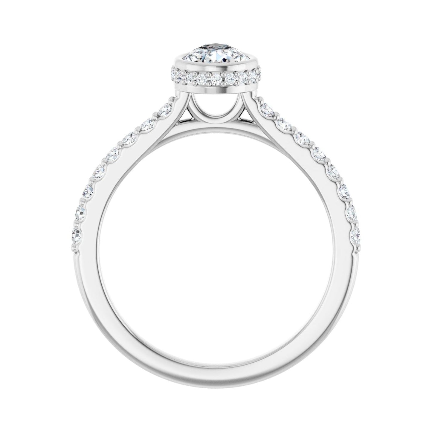 Pear Hidden Halo-Style Engagement Ring | Metal Type=14K White Gold | Center Stone Size=1 CT | Image 2