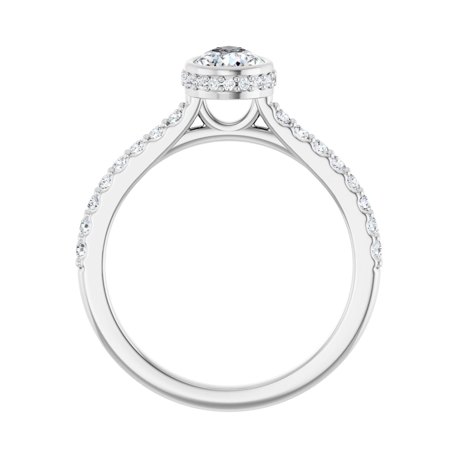 Pear Hidden Halo-Style Engagement Ring | Metal Type=14K White Gold | Center Stone Size=1 CT | Image 2