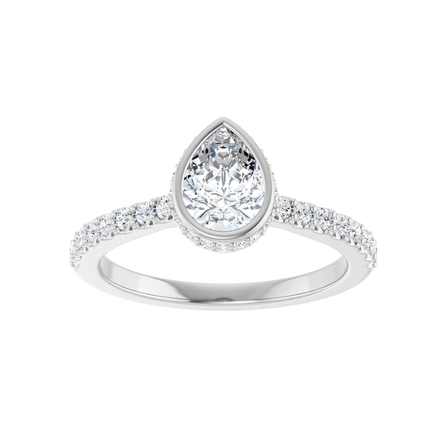 Pear Hidden Halo-Style Engagement Ring | Metal Type=14K White Gold | Center Stone Size=1 CT | Image 3