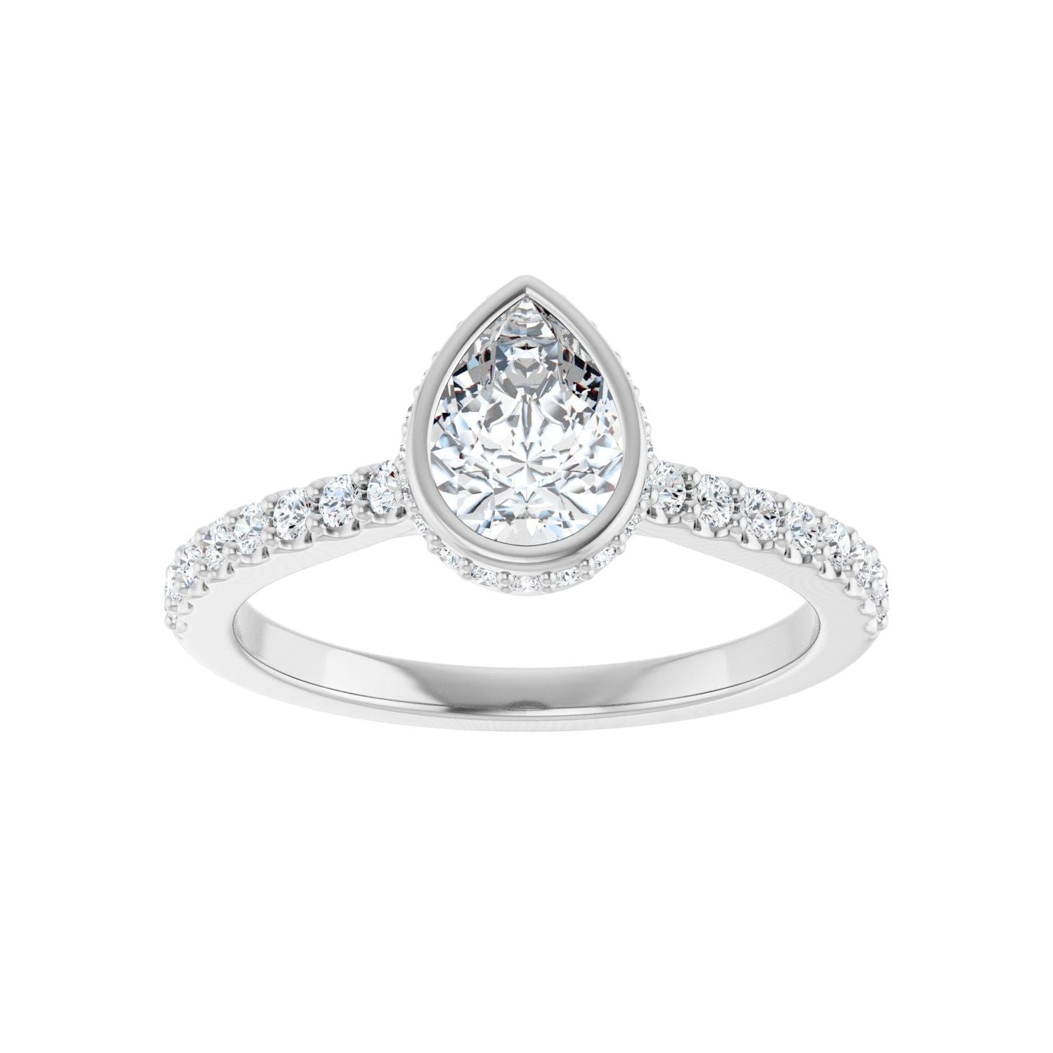 Pear Hidden Halo-Style Engagement Ring | Metal Type=14K White Gold | Center Stone Size=1 CT | Image 3