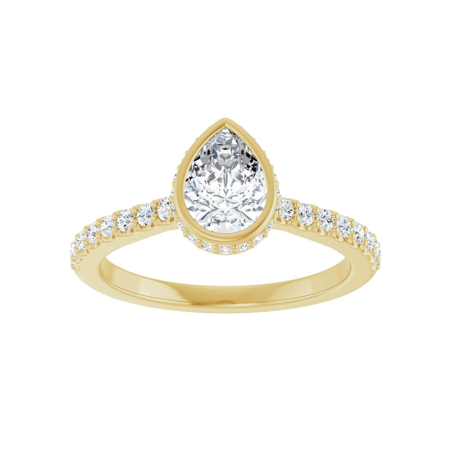 Pear Hidden Halo-Style Engagement Ring | Metal Type=14K Yellow Gold | Center Stone Size=1 CT | Image 3