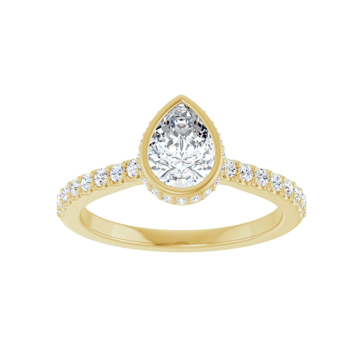 Pear Hidden Halo-Style Engagement Ring | Metal Type=14K Yellow Gold | Center Stone Size=1 CT | Image 3