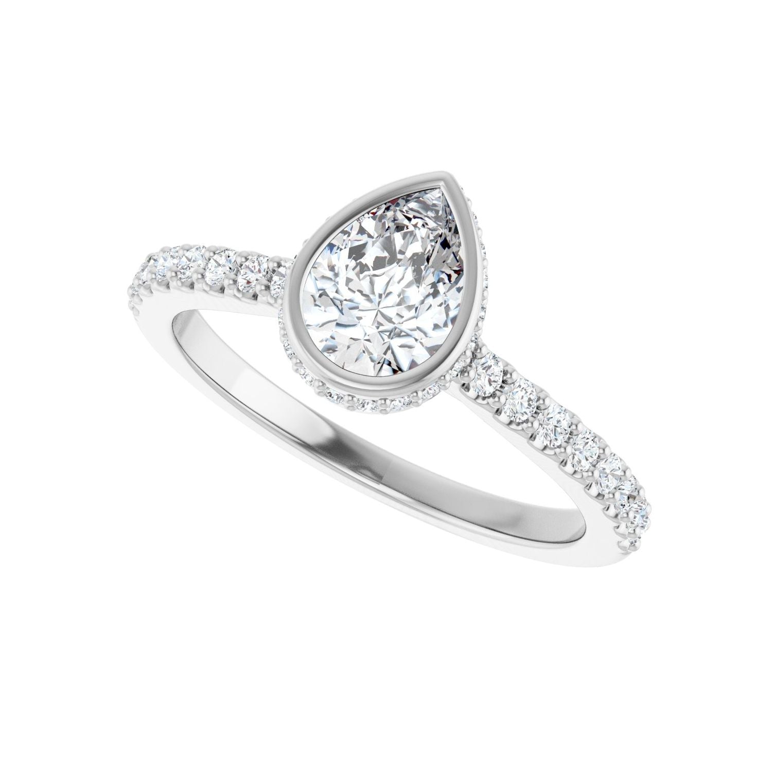 Pear Hidden Halo-Style Engagement Ring | Metal Type=14K White Gold | Center Stone Size=1 CT | Image 5