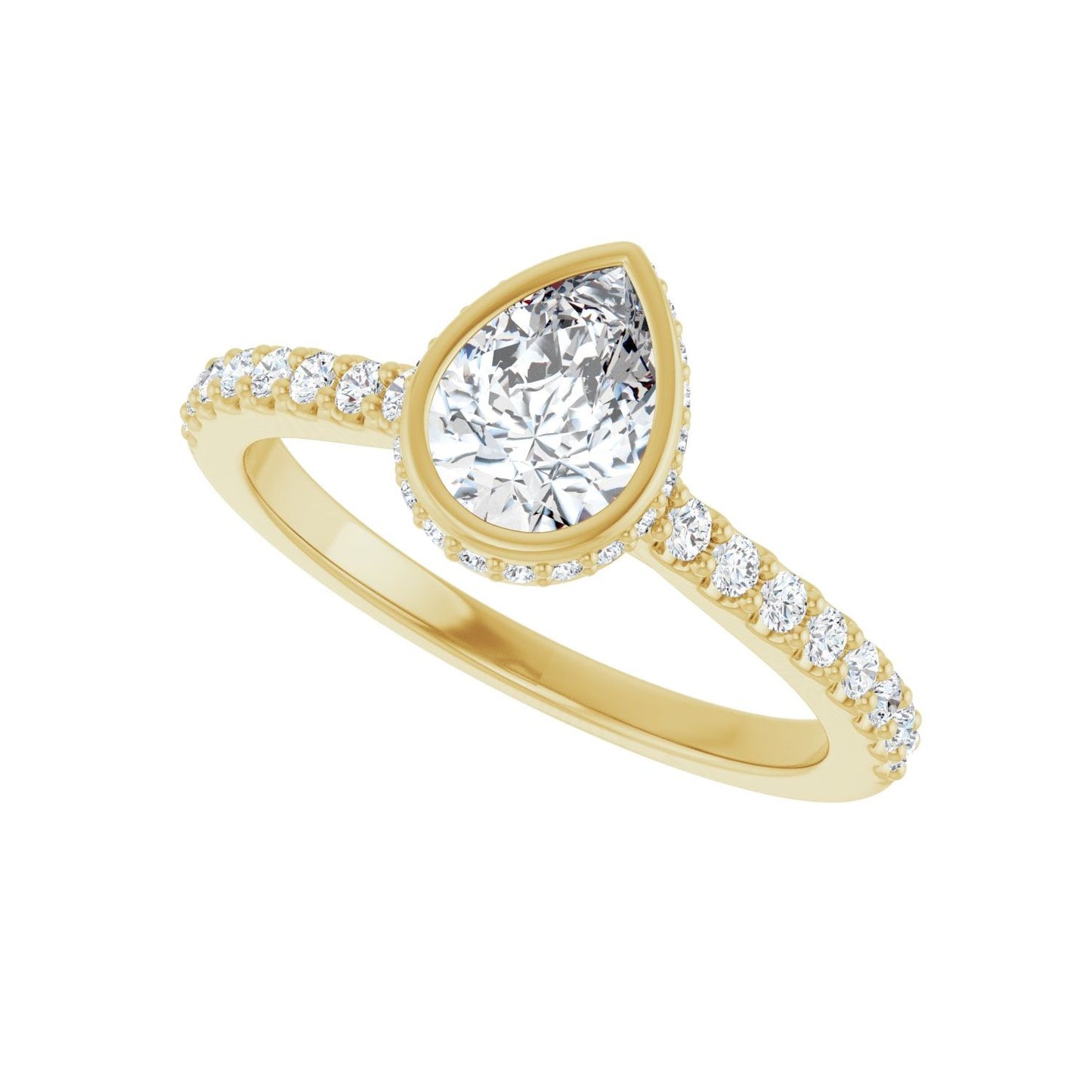 Pear Hidden Halo-Style Engagement Ring | Metal Type=14K Yellow Gold | Center Stone Size=1 CT | Image 5
