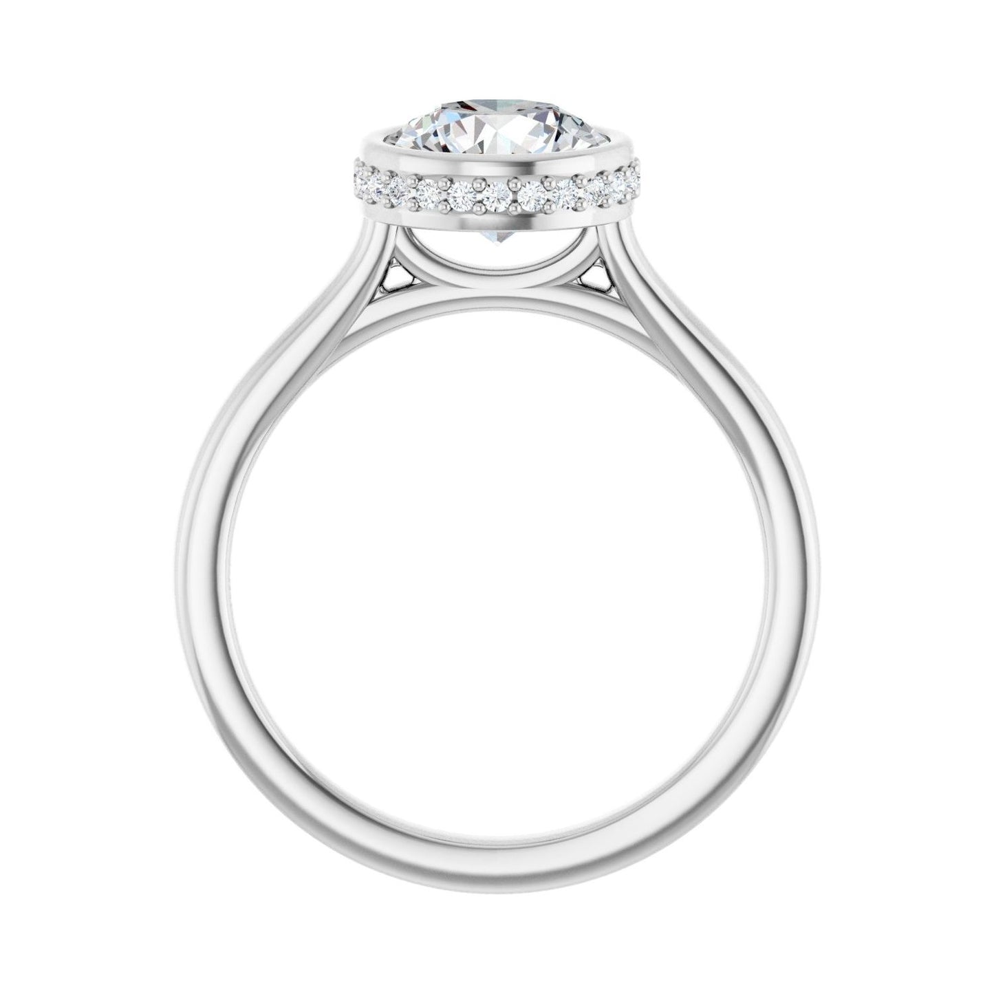 Round Hidden Halo-Style Engagement Ring | Metal Type=14K White Gold | Center Stone Size=1.5 CT | Image 2