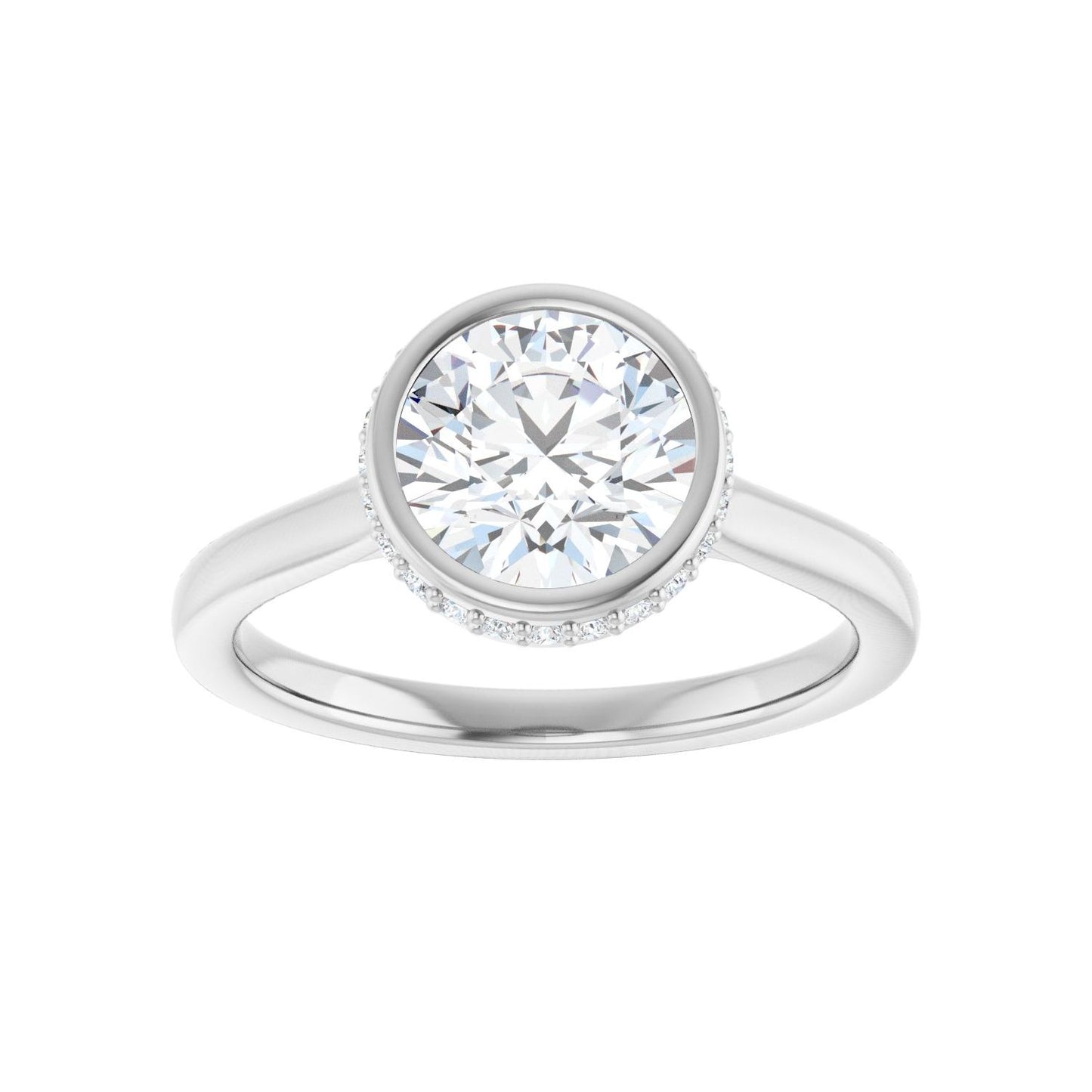 Round Hidden Halo-Style Engagement Ring | Metal Type=14K White Gold | Center Stone Size=1.5 CT | Image 3