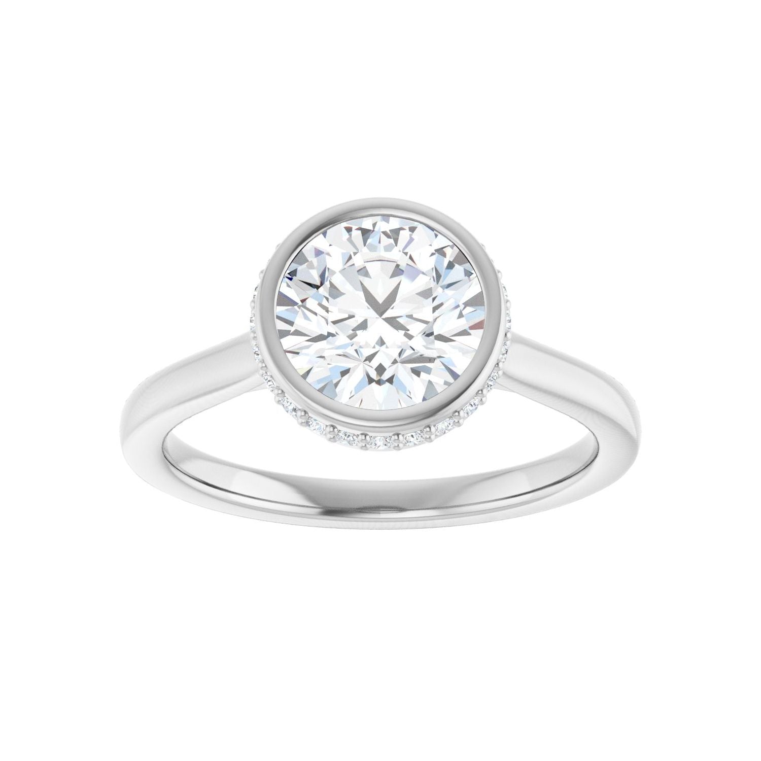 Round Hidden Halo-Style Engagement Ring | Metal Type=14K White Gold | Center Stone Size=1.5 CT | Image 3