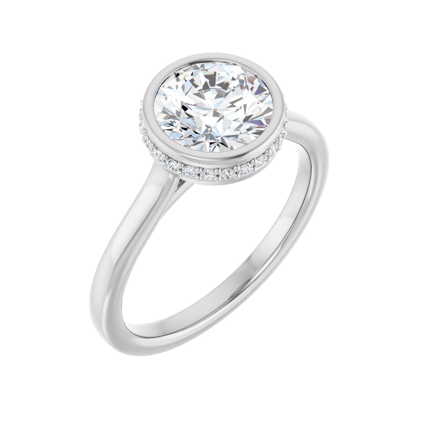 Round Hidden Halo-Style Engagement Ring | Metal Type=14K White Gold | Center Stone Size=1.5 CT | Image 1
