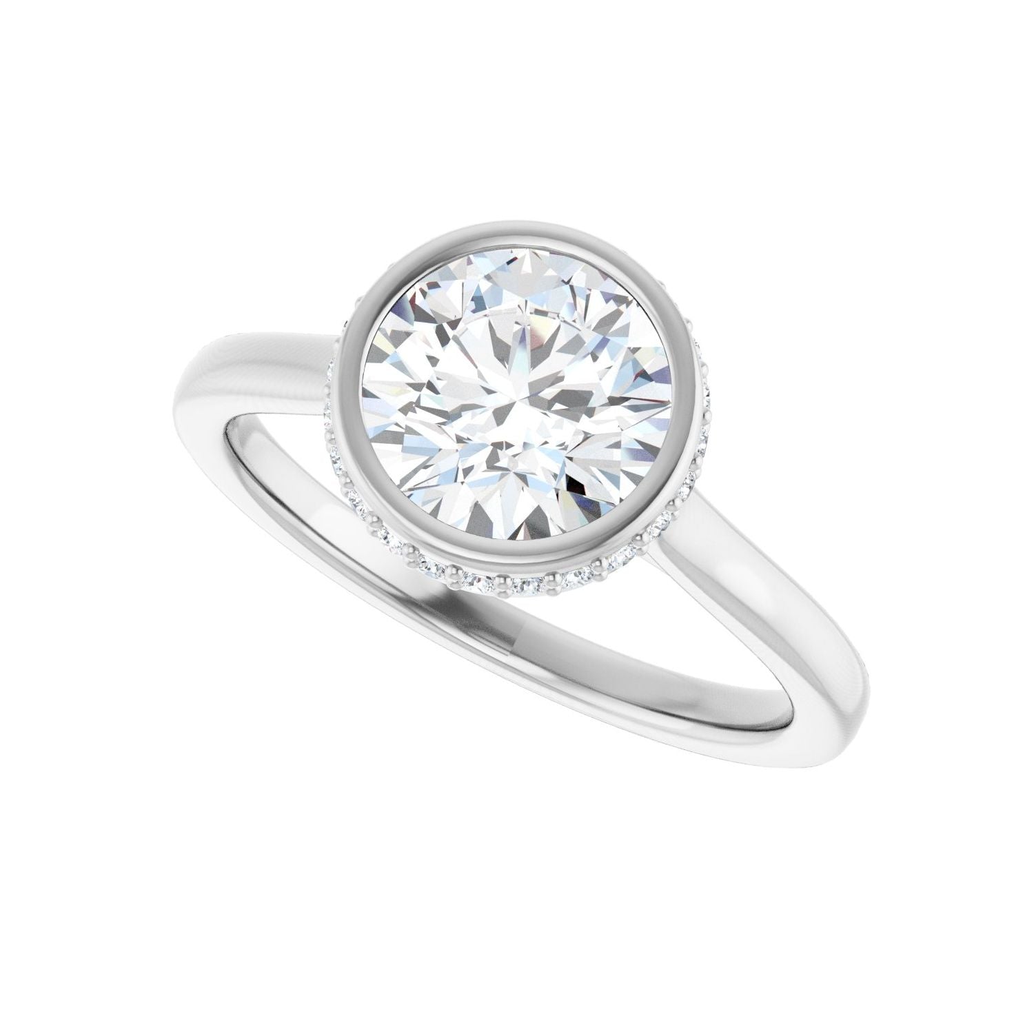 Round Hidden Halo-Style Engagement Ring | Metal Type=14K White Gold | Center Stone Size=1.5 CT | Image 5