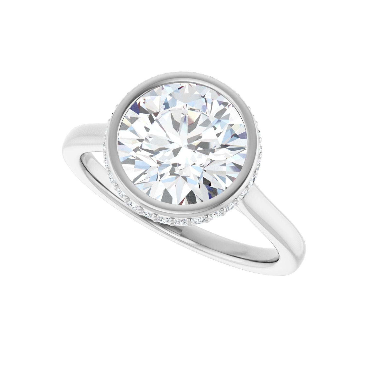 Round Hidden Halo-Style Engagement Ring | Metal Type=14K White Gold | Center Stone Size=2.5 CT | Image 5