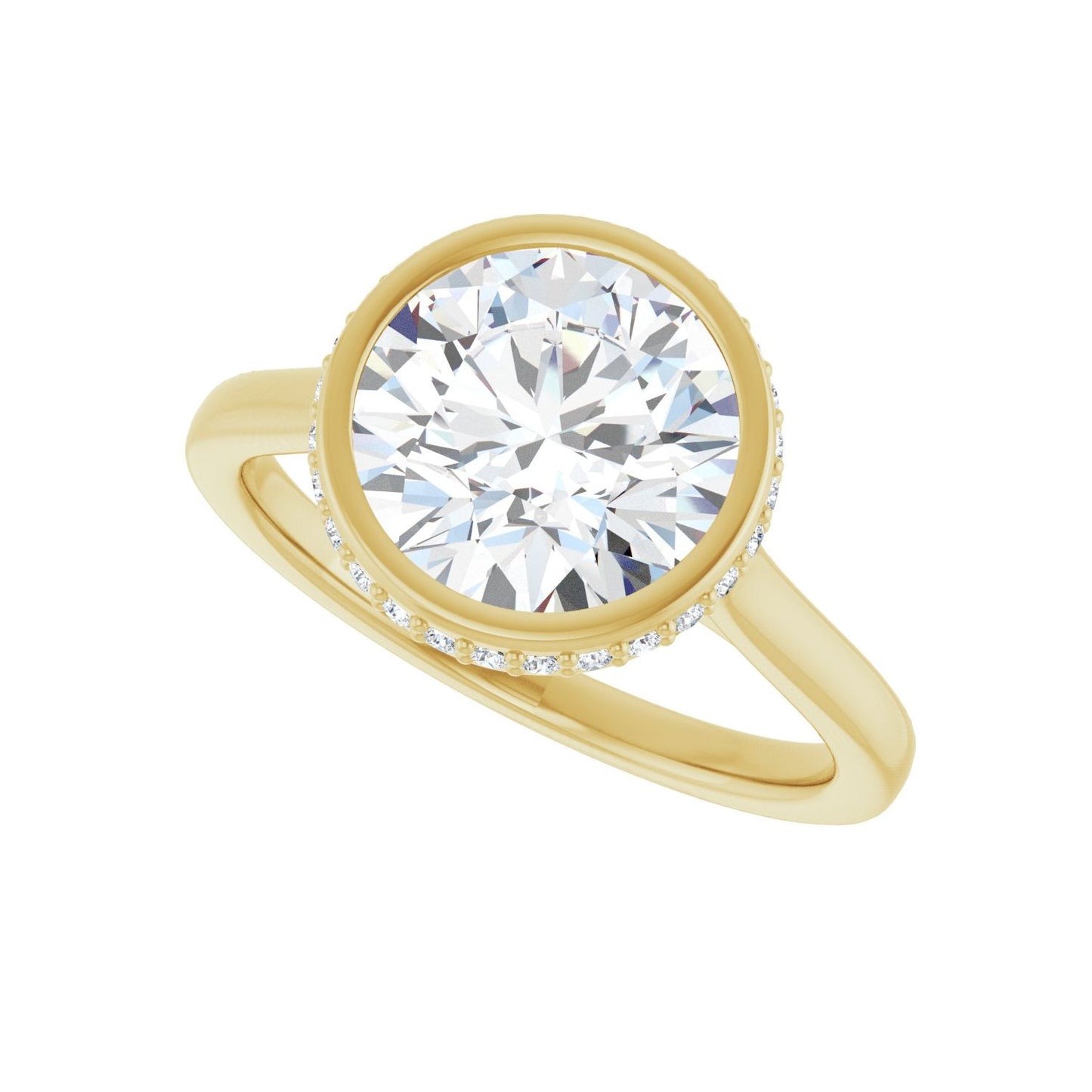 Round Hidden Halo-Style Engagement Ring | Metal Type=14K Yellow Gold | Center Stone Size=2.5 CT | Image 5