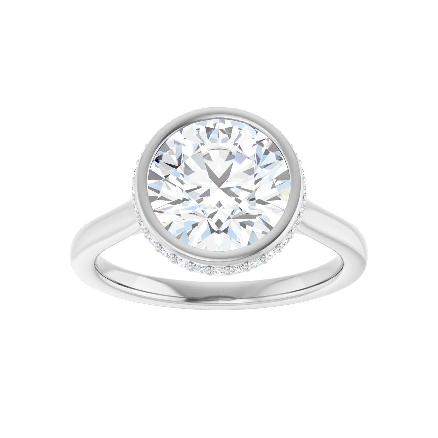 Round Hidden Halo-Style Engagement Ring | Metal Type=14K White Gold | Center Stone Size=2.5 CT | Image 3