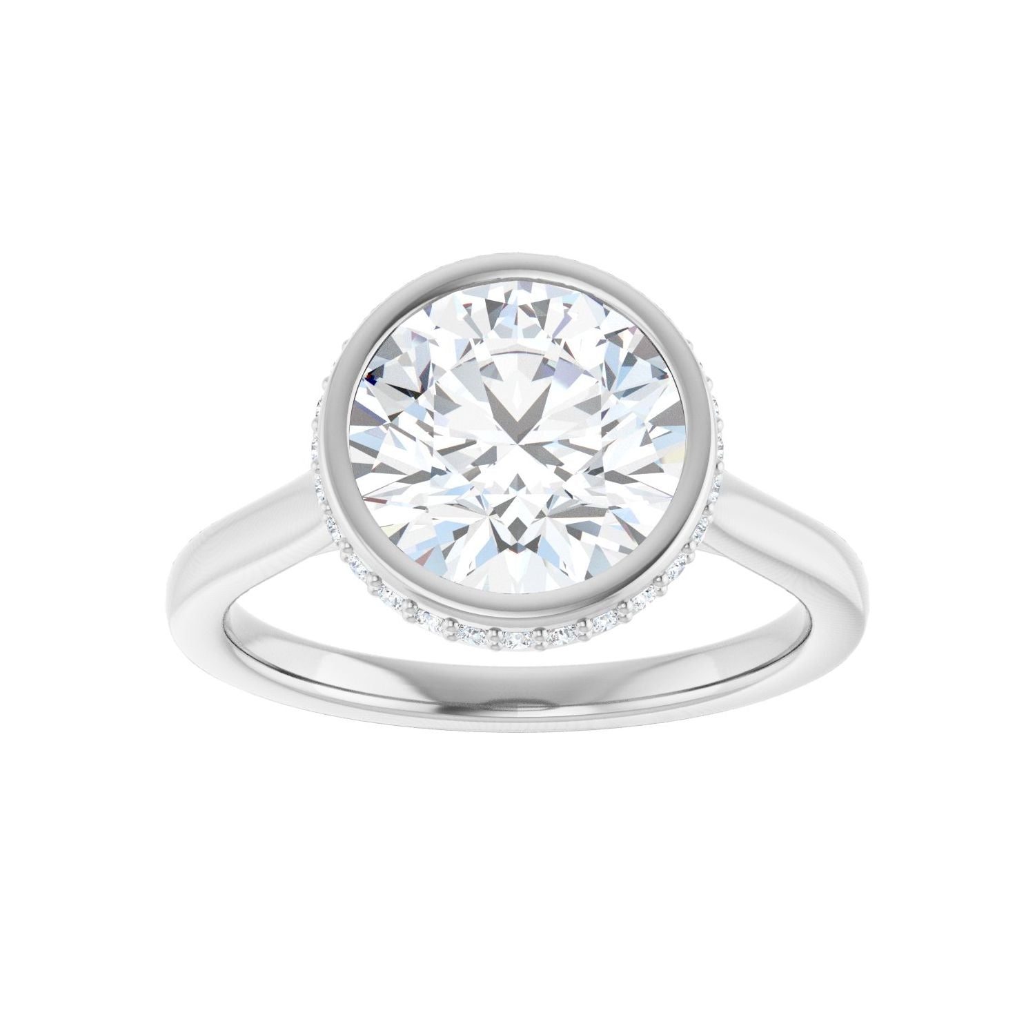 Round Hidden Halo-Style Engagement Ring | Metal Type=14K White Gold | Center Stone Size=2.5 CT | Image 3