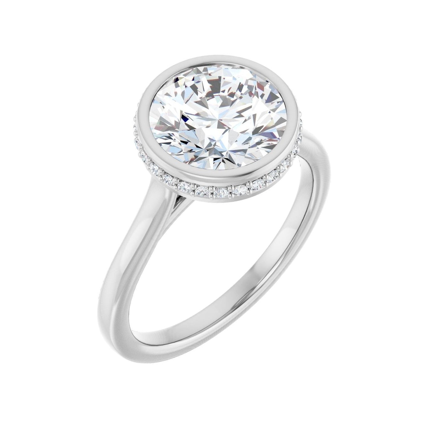 Round Hidden Halo-Style Engagement Ring | Metal Type=14K White Gold | Center Stone Size=2.5 CT | Image 1