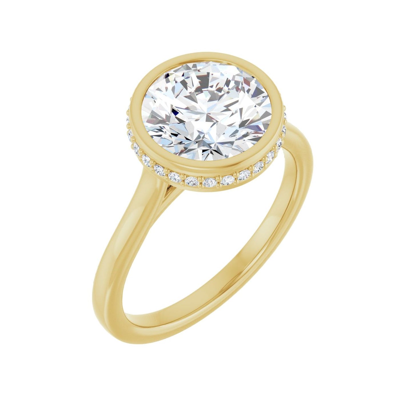 Round Hidden Halo-Style Engagement Ring | Metal Type=14K Yellow Gold | Center Stone Size=2.5 CT | Image 1