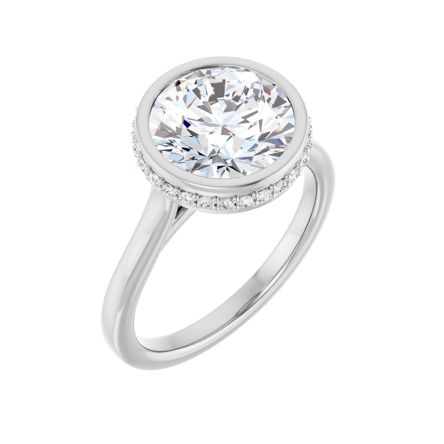 Round Hidden Halo-Style Engagement Ring | Metal Type=14K White Gold | Center Stone Size=3 CT | Image 1