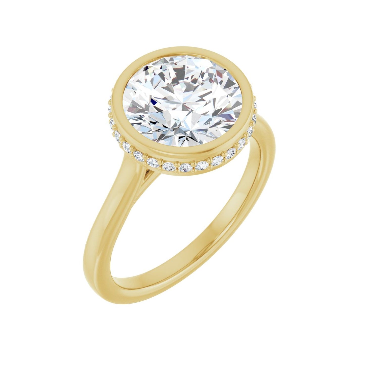 Round Hidden Halo-Style Engagement Ring | Metal Type=14K Yellow Gold | Center Stone Size=3 CT | Image 1
