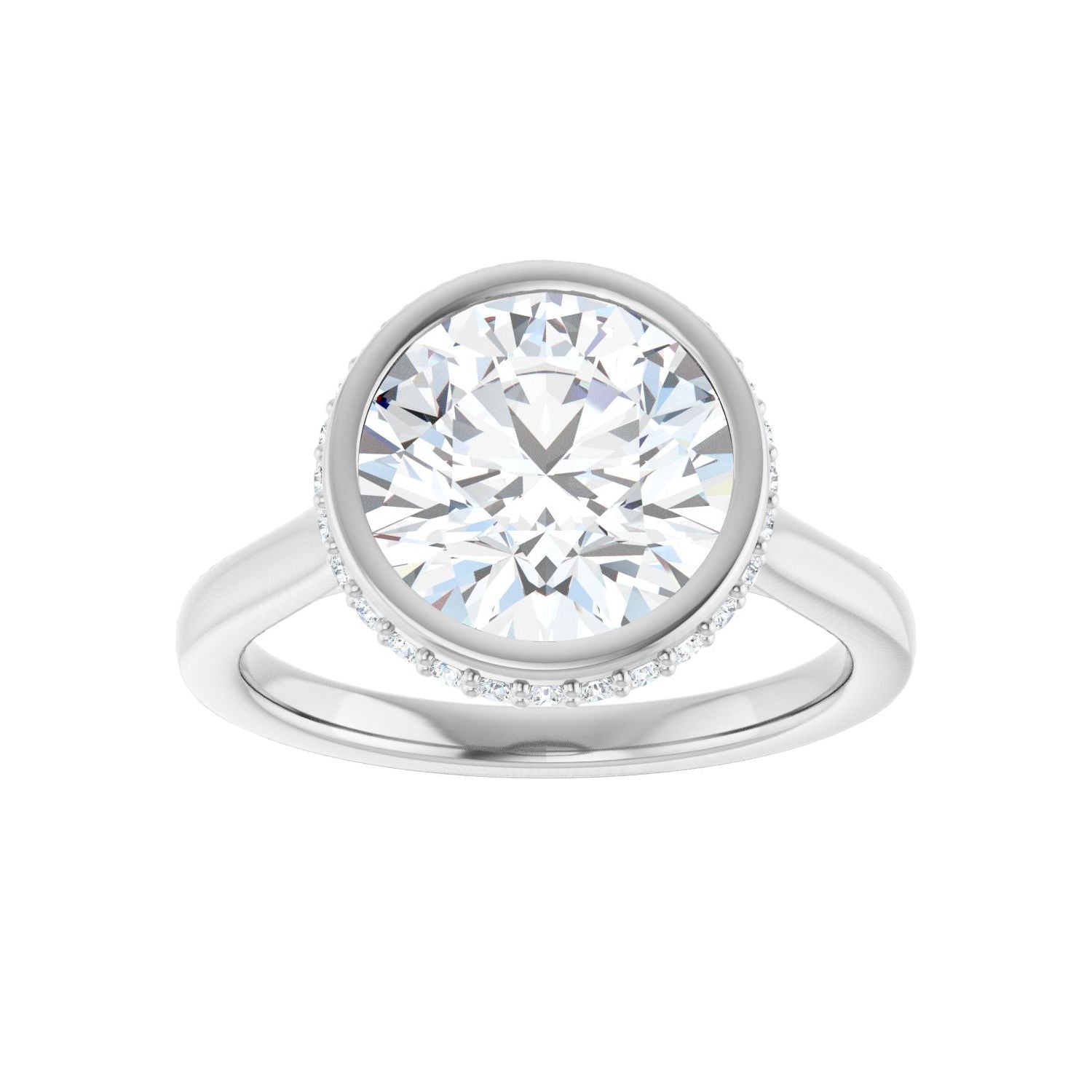 Round Hidden Halo-Style Engagement Ring | Metal Type=14K White Gold | Center Stone Size=3 CT | Image 3