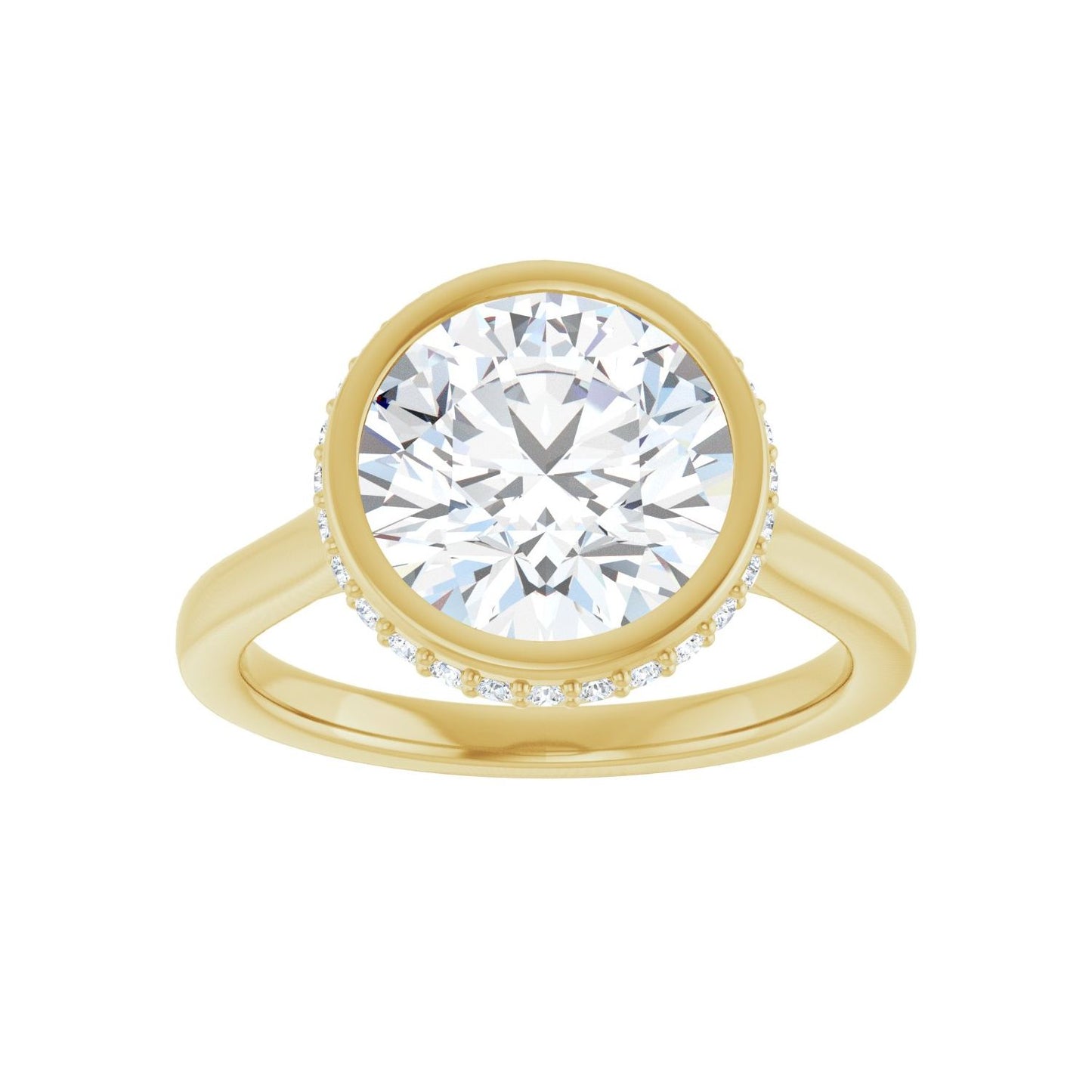 Round Hidden Halo-Style Engagement Ring | Metal Type=14K Yellow Gold | Center Stone Size=3 CT | Image 3