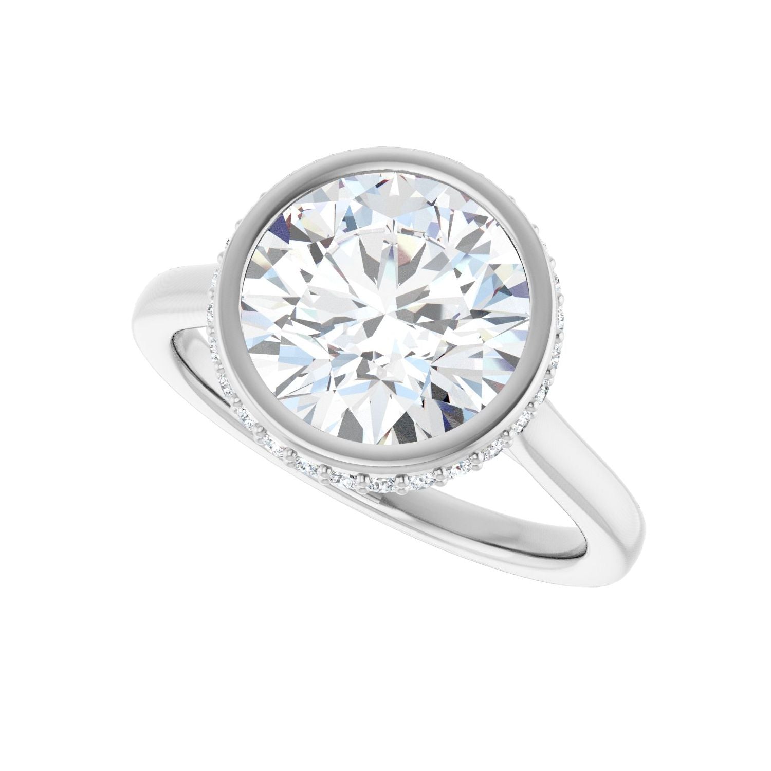 Round Hidden Halo-Style Engagement Ring | Metal Type=14K White Gold | Center Stone Size=3 CT | Image 5