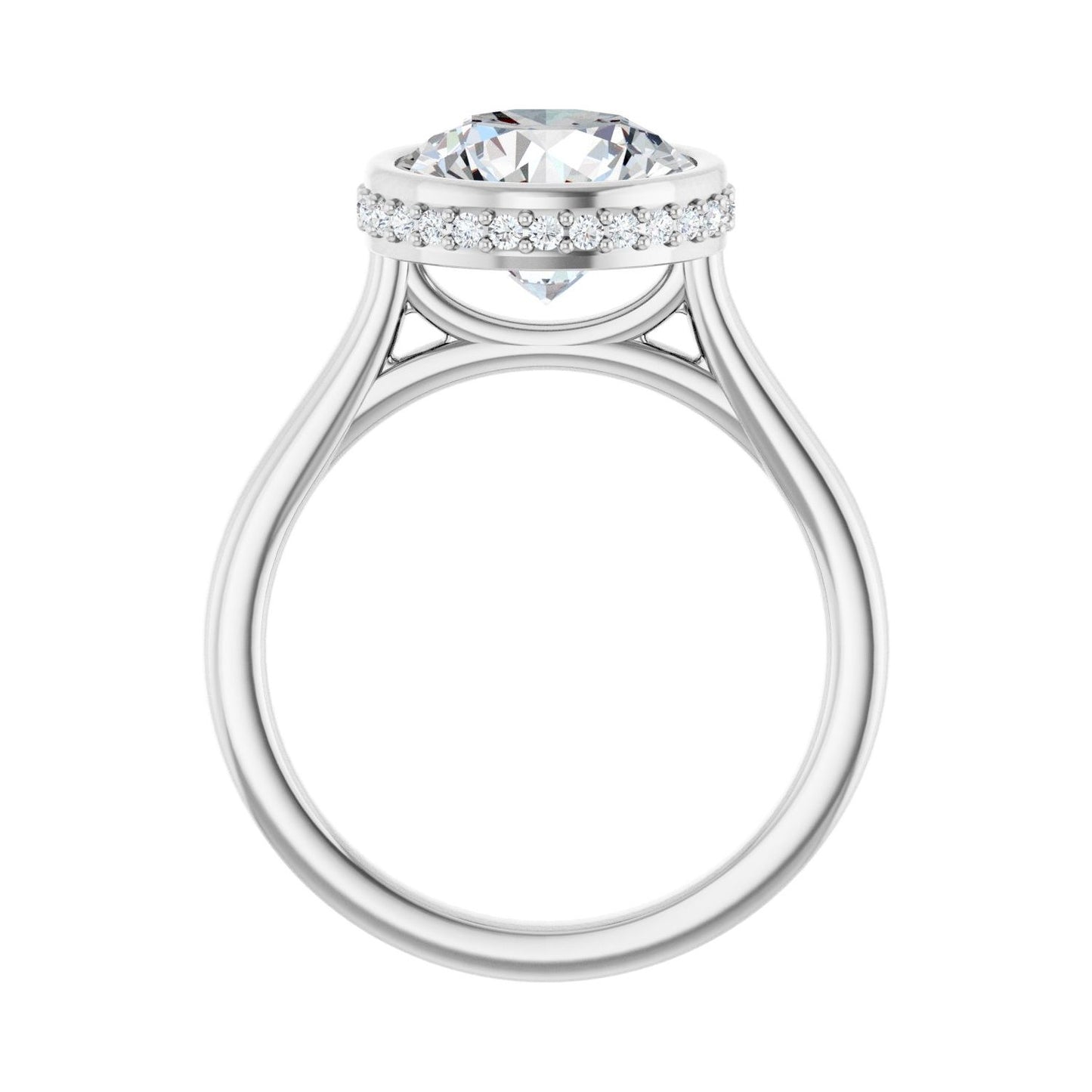 Round Hidden Halo-Style Engagement Ring | Metal Type=14K White Gold | Center Stone Size=3 CT | Image 2