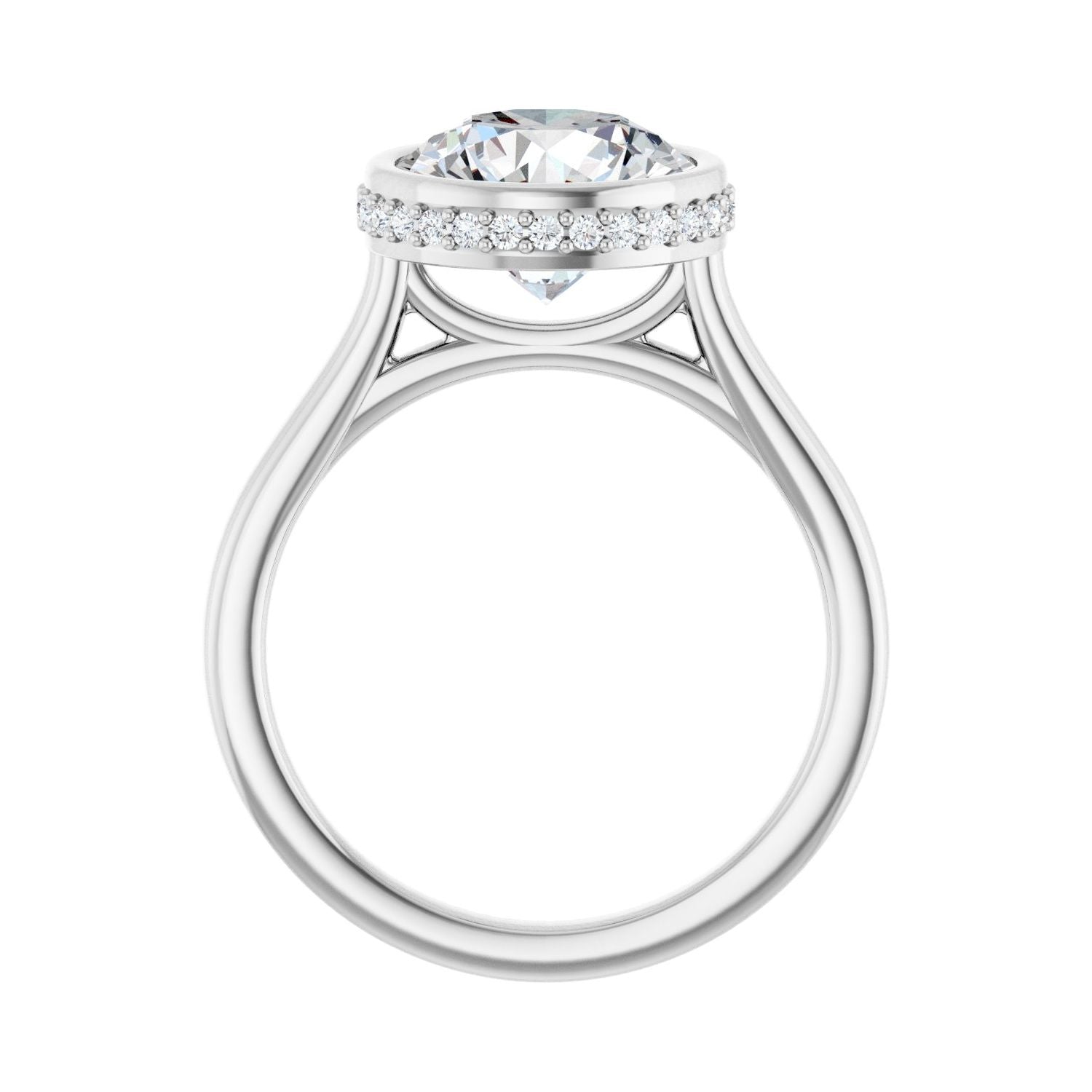 Round Hidden Halo-Style Engagement Ring | Metal Type=14K White Gold | Center Stone Size=3 CT | Image 2