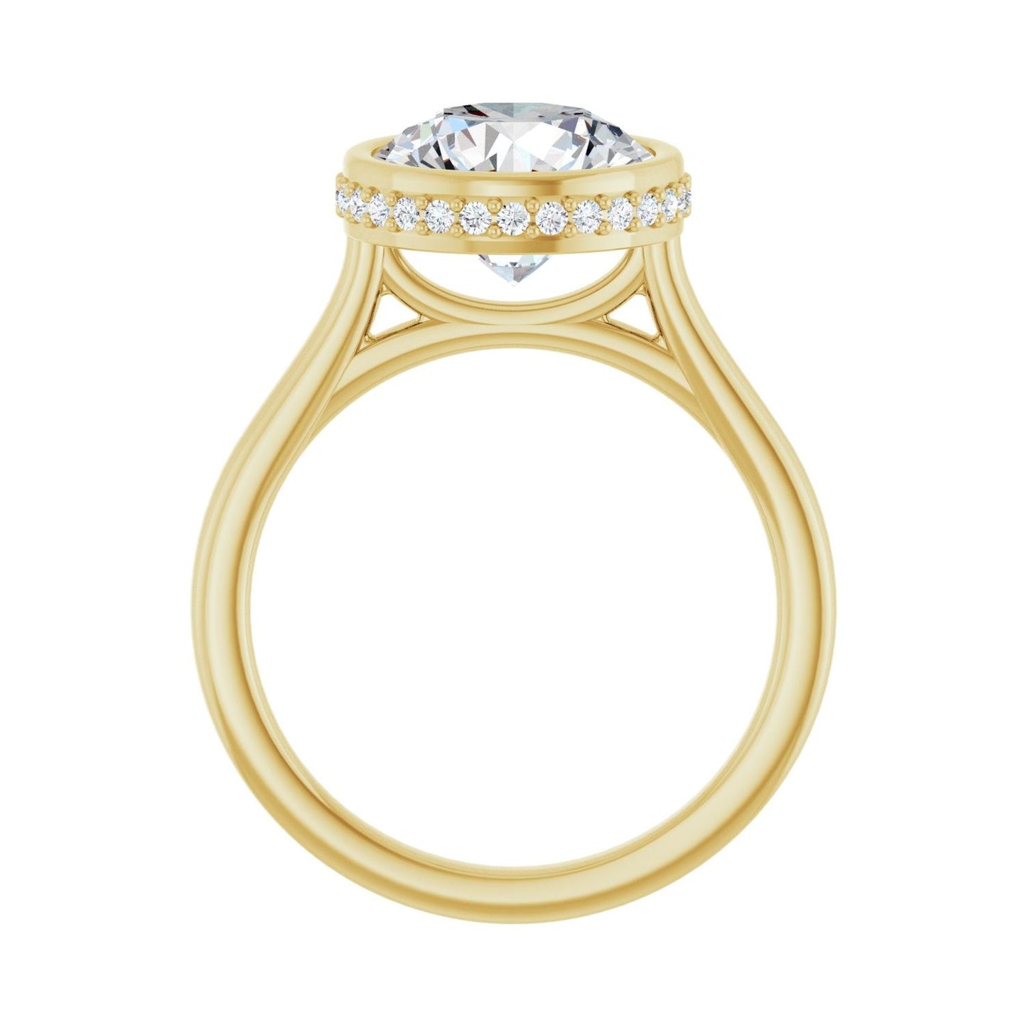 Round Hidden Halo-Style Engagement Ring | Metal Type=14K Yellow Gold | Center Stone Size=3 CT | Image 2