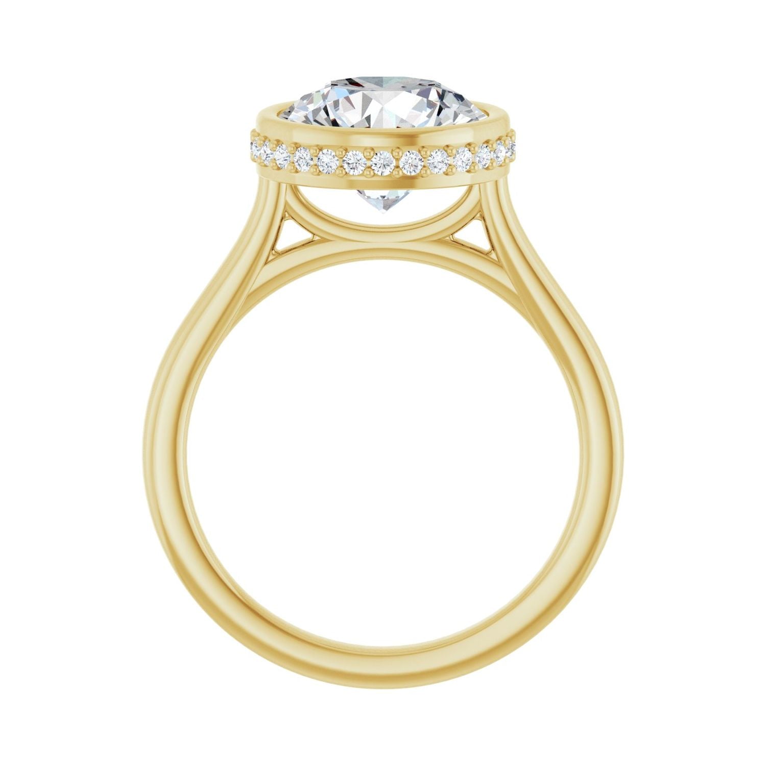 Round Hidden Halo-Style Engagement Ring | Metal Type=14K Yellow Gold | Center Stone Size=3 CT | Image 2