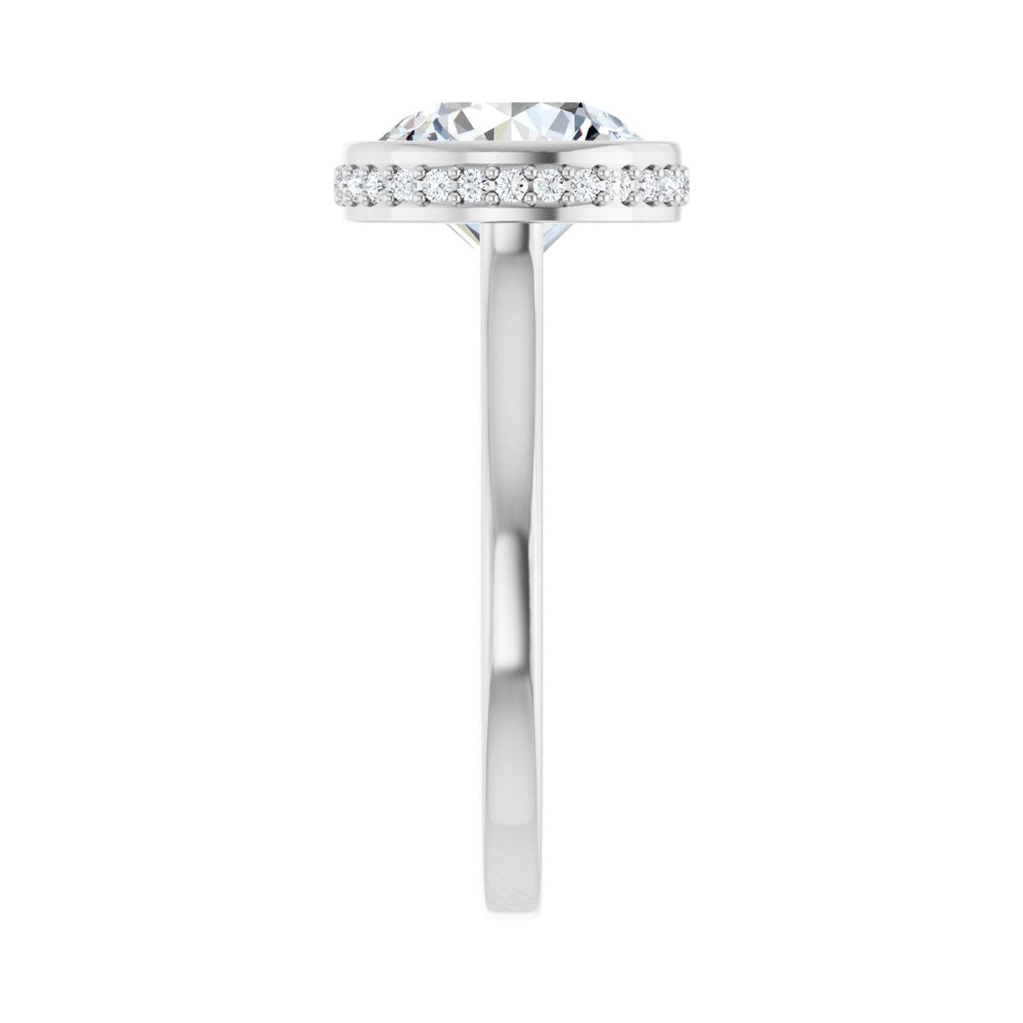 Round Hidden Halo-Style Engagement Ring | Metal Type=14K White Gold | Center Stone Size=3 CT | Image 4