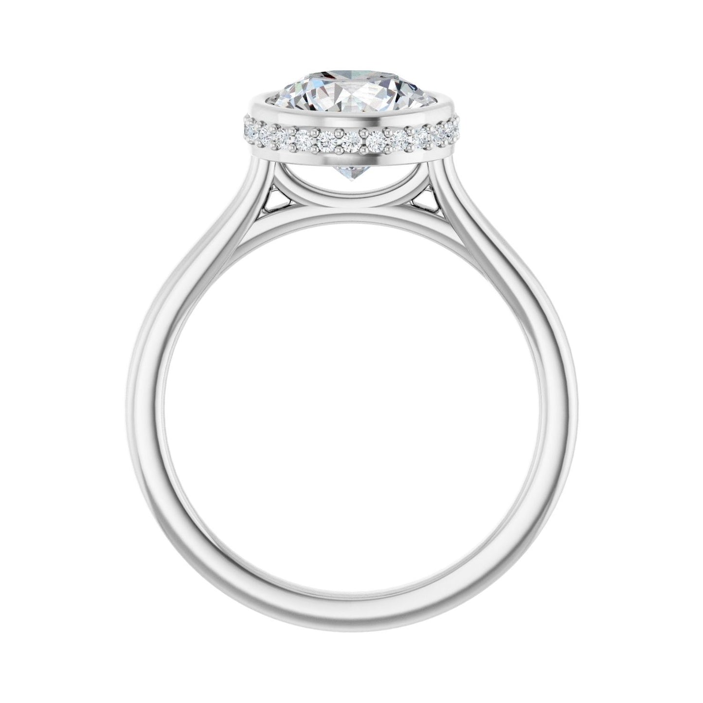 Round Hidden Halo-Style Engagement Ring | Metal Type=14K White Gold | Center Stone Size=2 CT | Image 2
