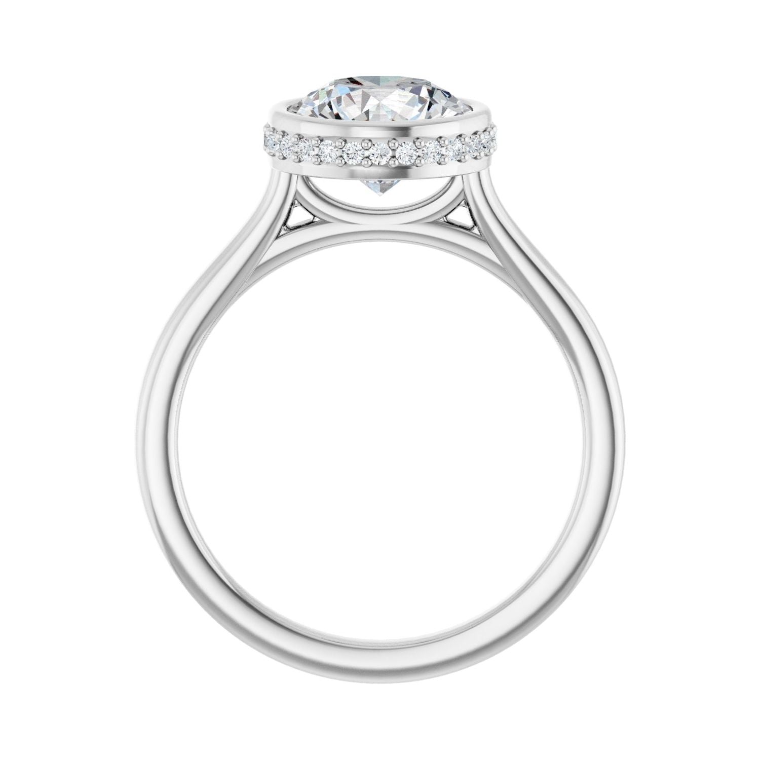 Round Hidden Halo-Style Engagement Ring | Metal Type=14K White Gold | Center Stone Size=2 CT | Image 2