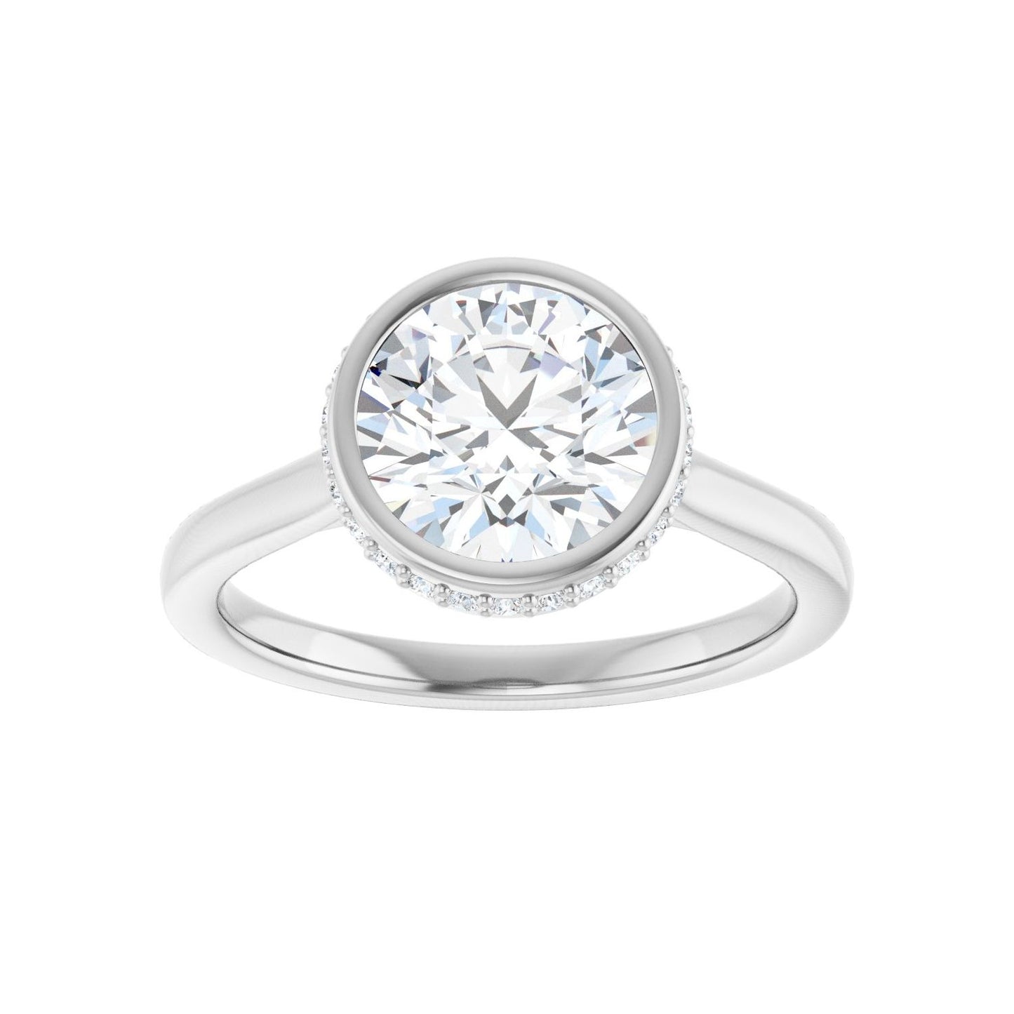 Round Hidden Halo-Style Engagement Ring | Metal Type=14K White Gold | Center Stone Size=2 CT | Image 3
