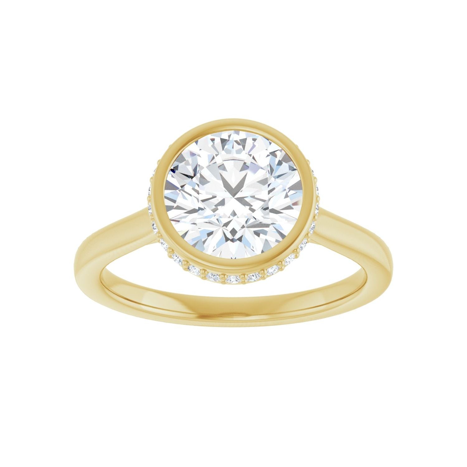 Round Hidden Halo-Style Engagement Ring | Metal Type=14K Yellow Gold | Center Stone Size=2 CT | Image 3