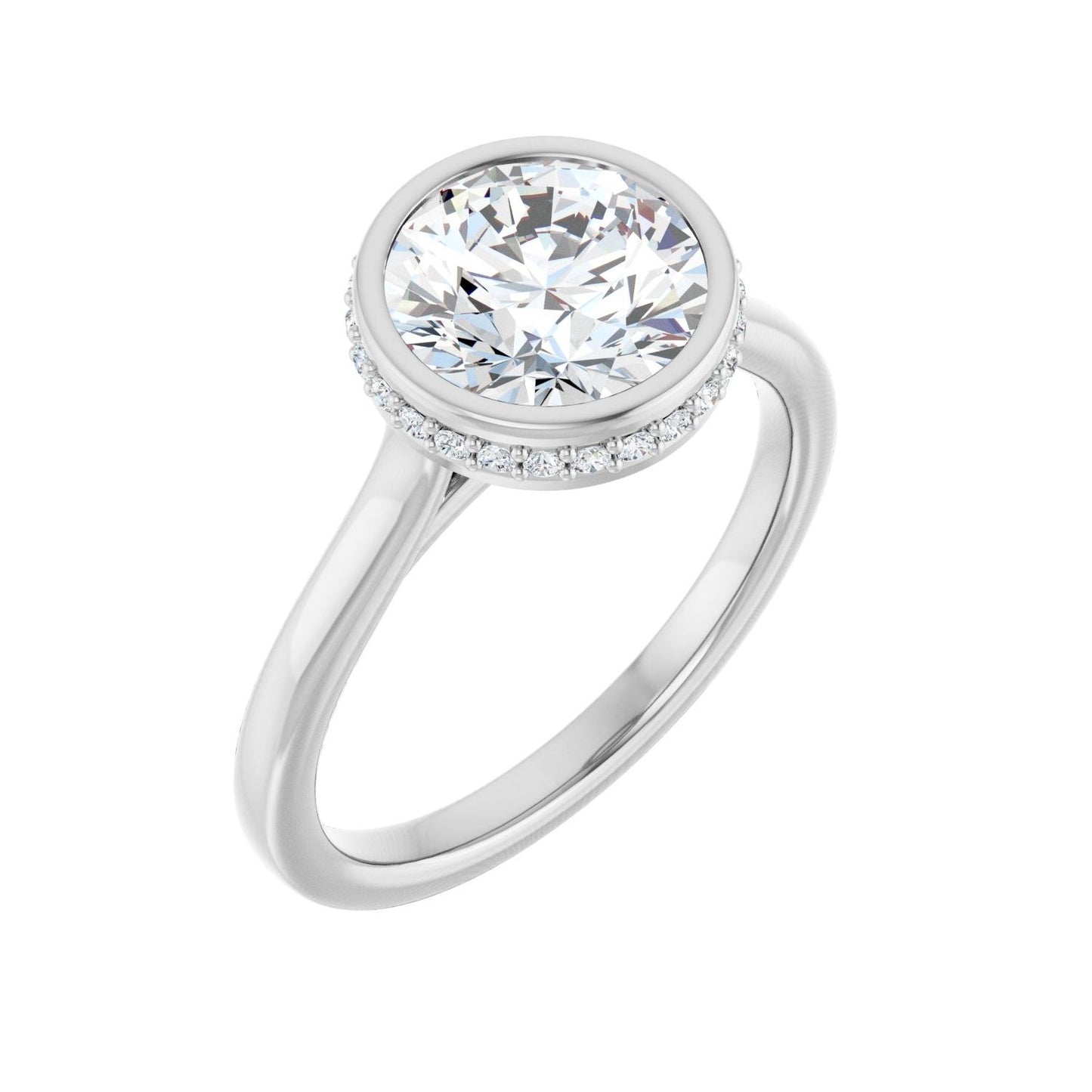 Round Hidden Halo-Style Engagement Ring | Metal Type=14K White Gold | Center Stone Size=2 CT | Image 1