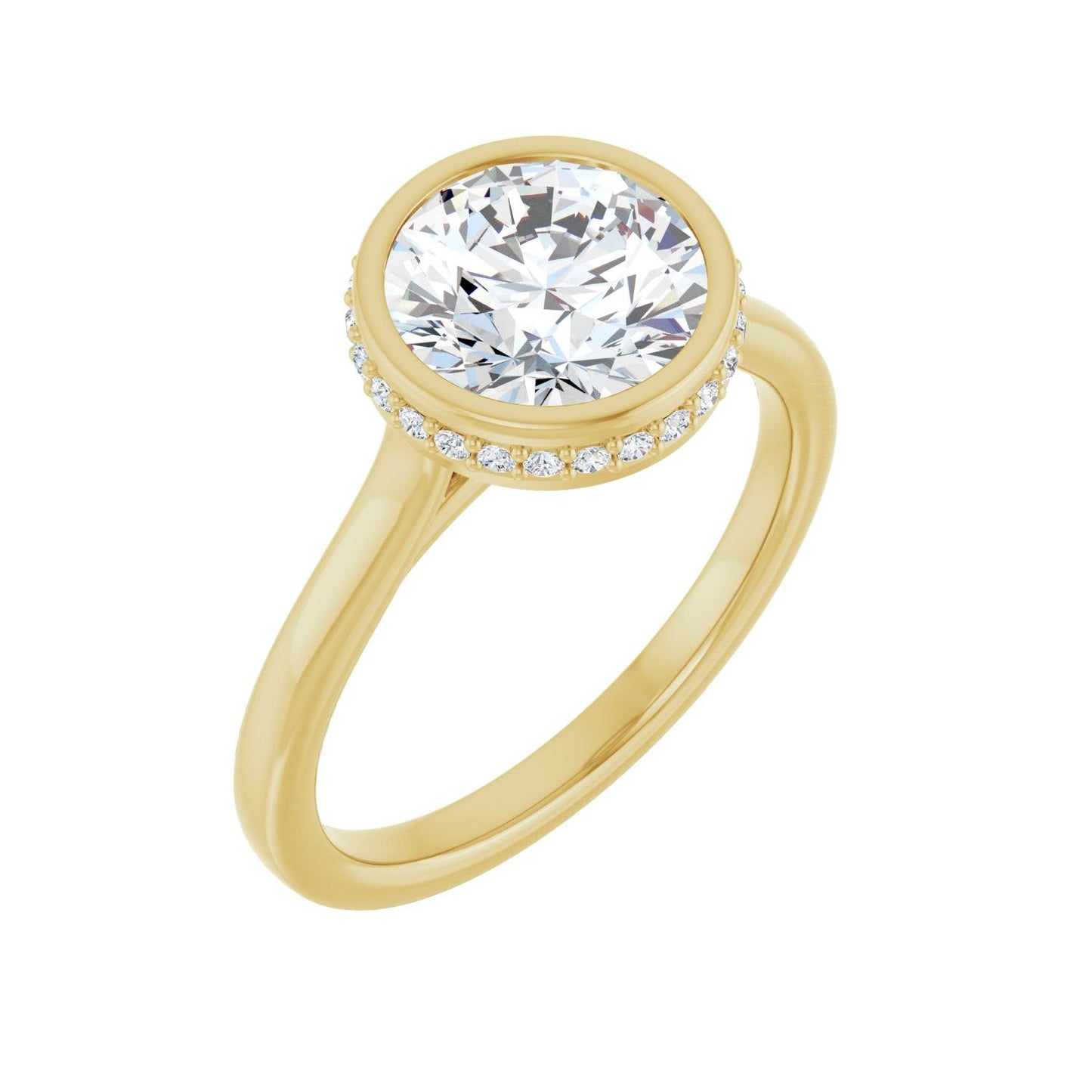 Round Hidden Halo-Style Engagement Ring | Metal Type=14K Yellow Gold | Center Stone Size=2 CT | Image 1