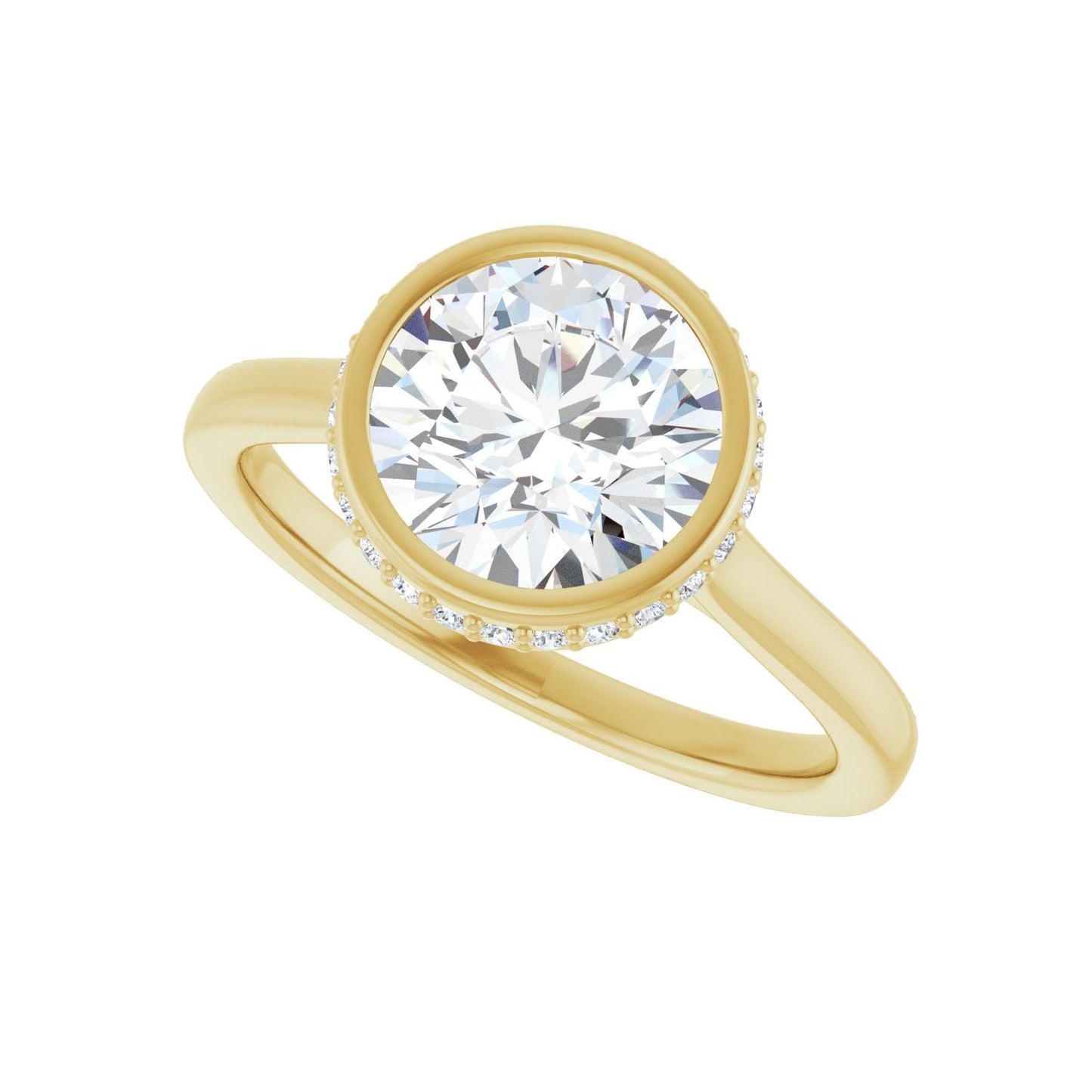 Round Hidden Halo-Style Engagement Ring | Metal Type=14K Yellow Gold | Center Stone Size=2 CT | Image 5