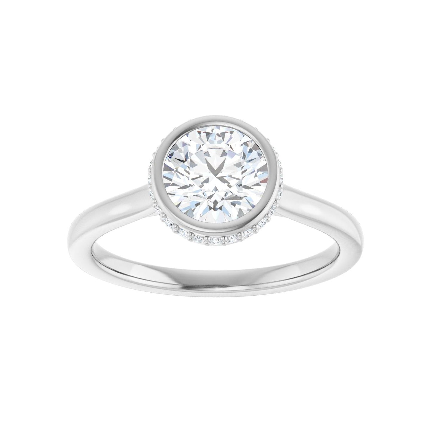Round Hidden Halo-Style Engagement Ring | Metal Type=14K White Gold | Center Stone Size=1 CT | Image 3