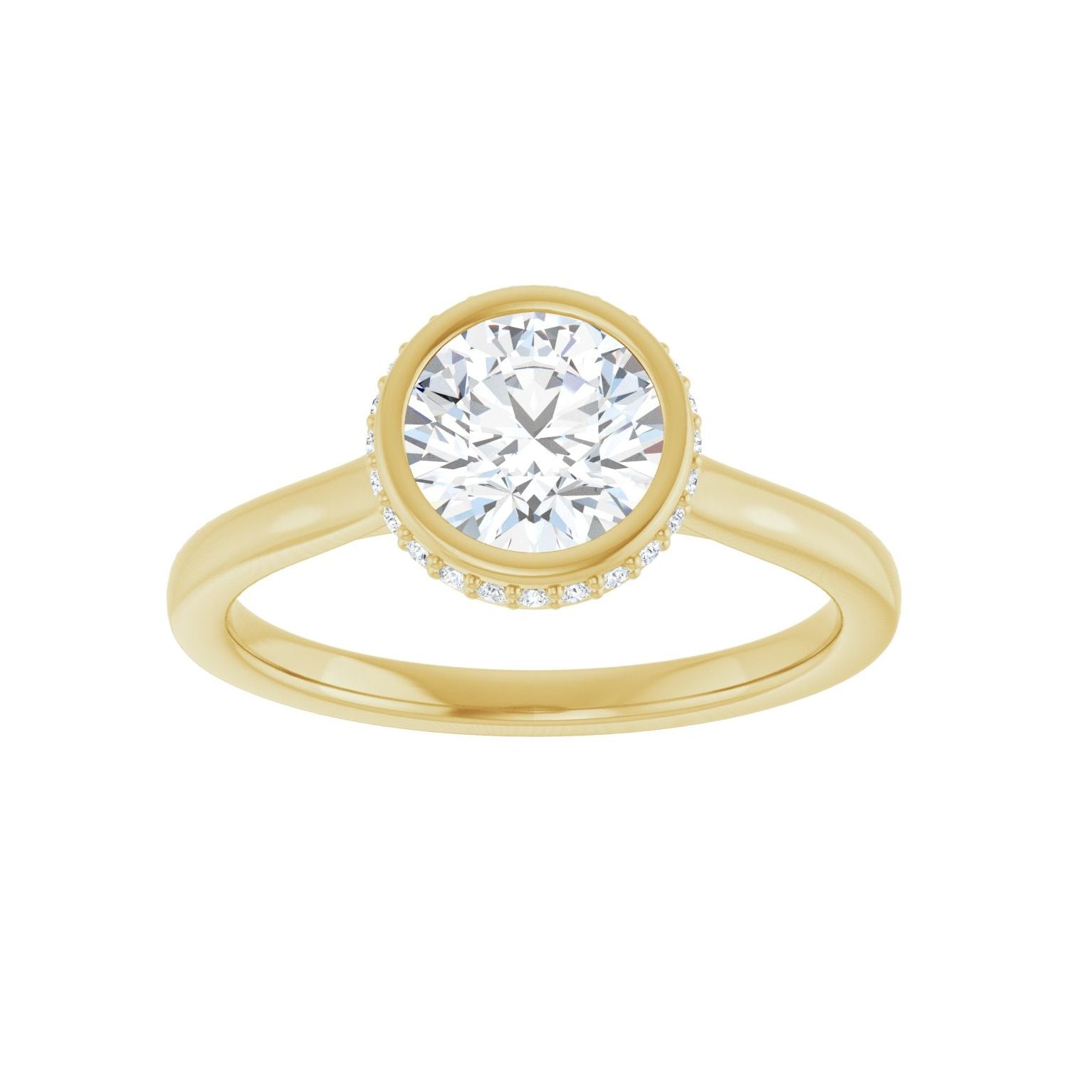 Round Hidden Halo-Style Engagement Ring | Metal Type=14K Yellow Gold | Center Stone Size=1 CT | Image 3