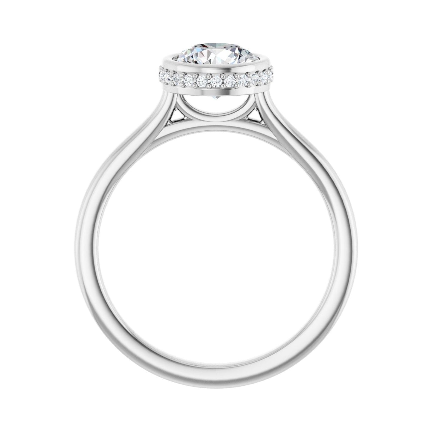 Round Hidden Halo-Style Engagement Ring | Metal Type=14K White Gold | Center Stone Size=1 CT | Image 2
