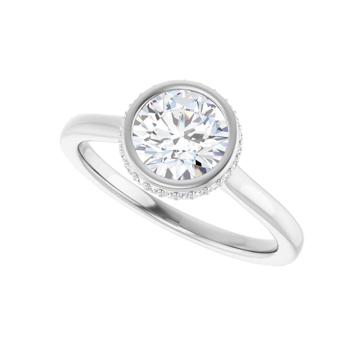 Round Hidden Halo-Style Engagement Ring | Metal Type=14K White Gold | Center Stone Size=1 CT | Image 5