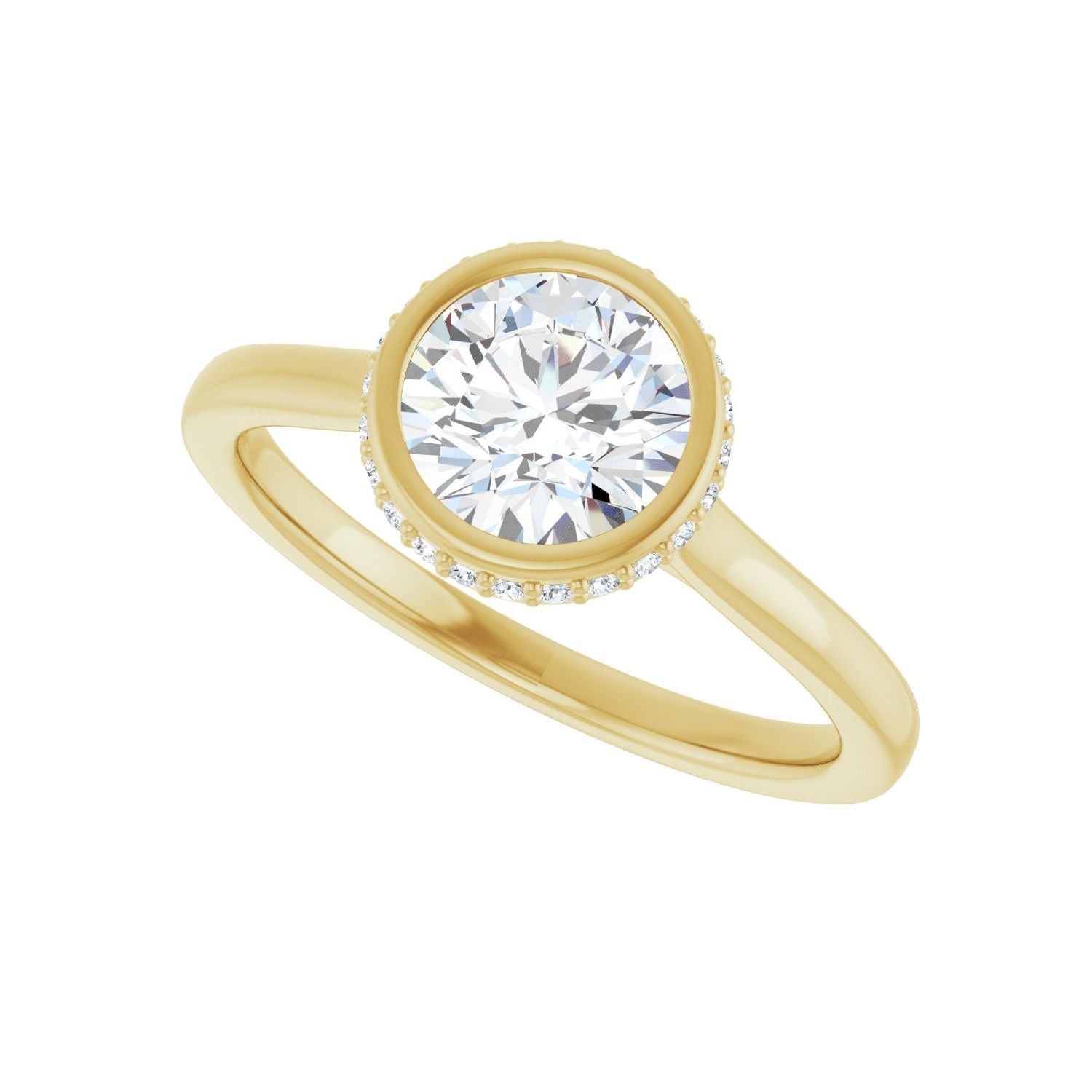 Round Hidden Halo-Style Engagement Ring | Metal Type=14K Yellow Gold | Center Stone Size=1 CT | Image 5