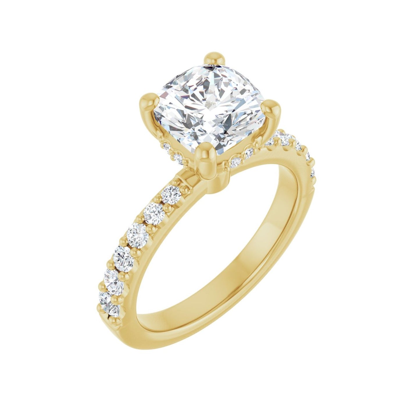 Cushion Hidden Halo-Style Engagement Ring | Metal Type=14K Yellow Gold | Center Stone Size=2.5 CT | Image 1