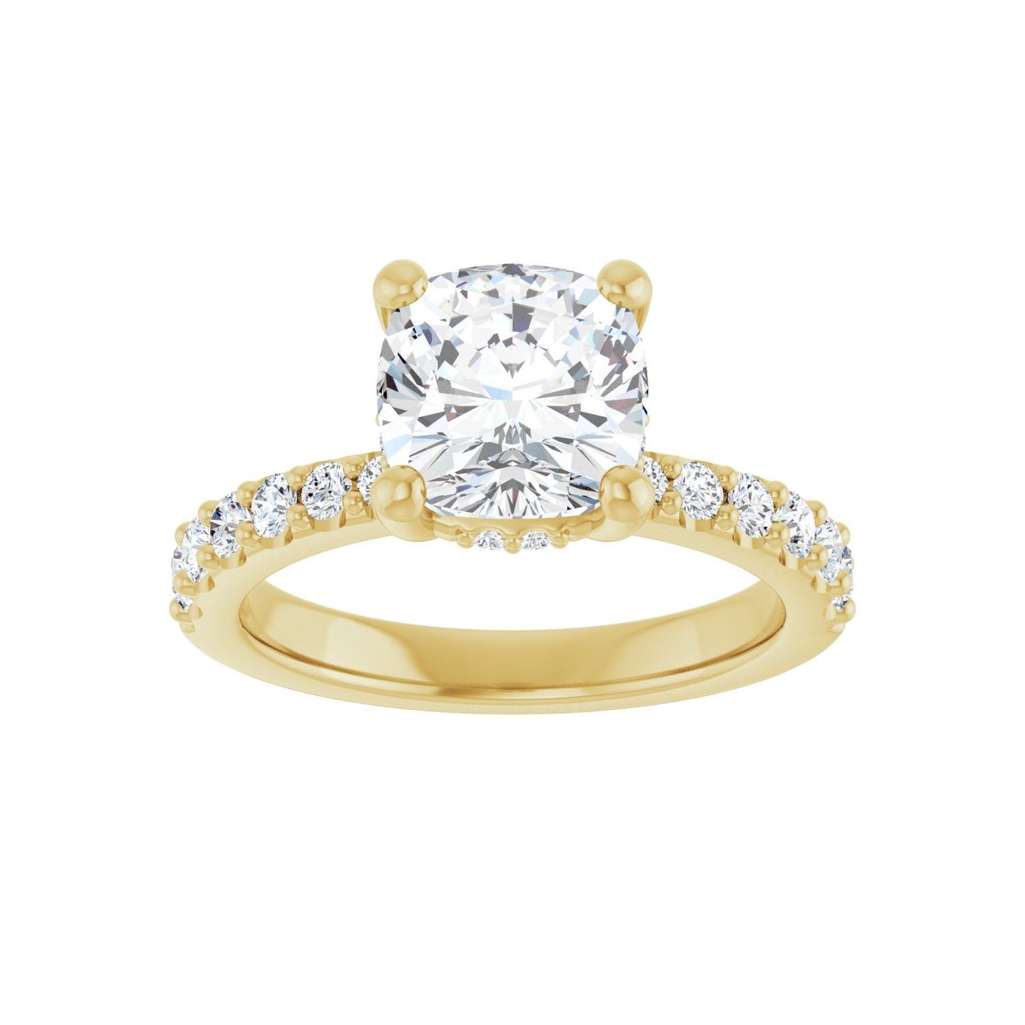 Cushion Hidden Halo-Style Engagement Ring | Metal Type=14K Yellow Gold | Center Stone Size=2.5 CT | Image 3