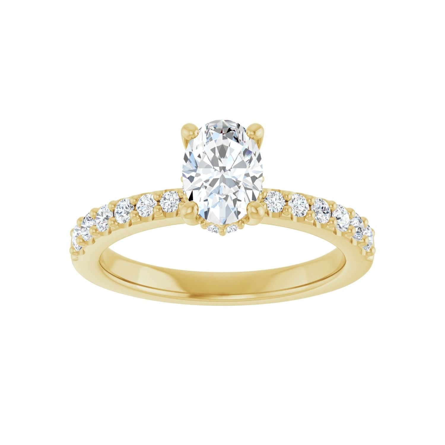Oval Hidden Halo-Style Engagement Ring | Metal Type=14K Yellow Gold | Center Stone Size=1 CT | Image 3