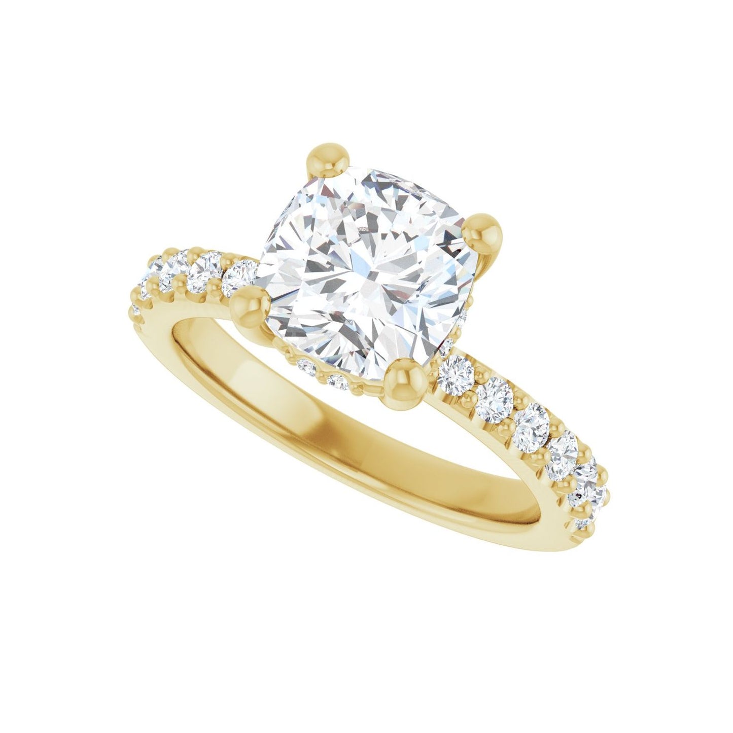 Cushion Hidden Halo-Style Engagement Ring | Metal Type=14K Yellow Gold | Center Stone Size=2.5 CT | Image 5